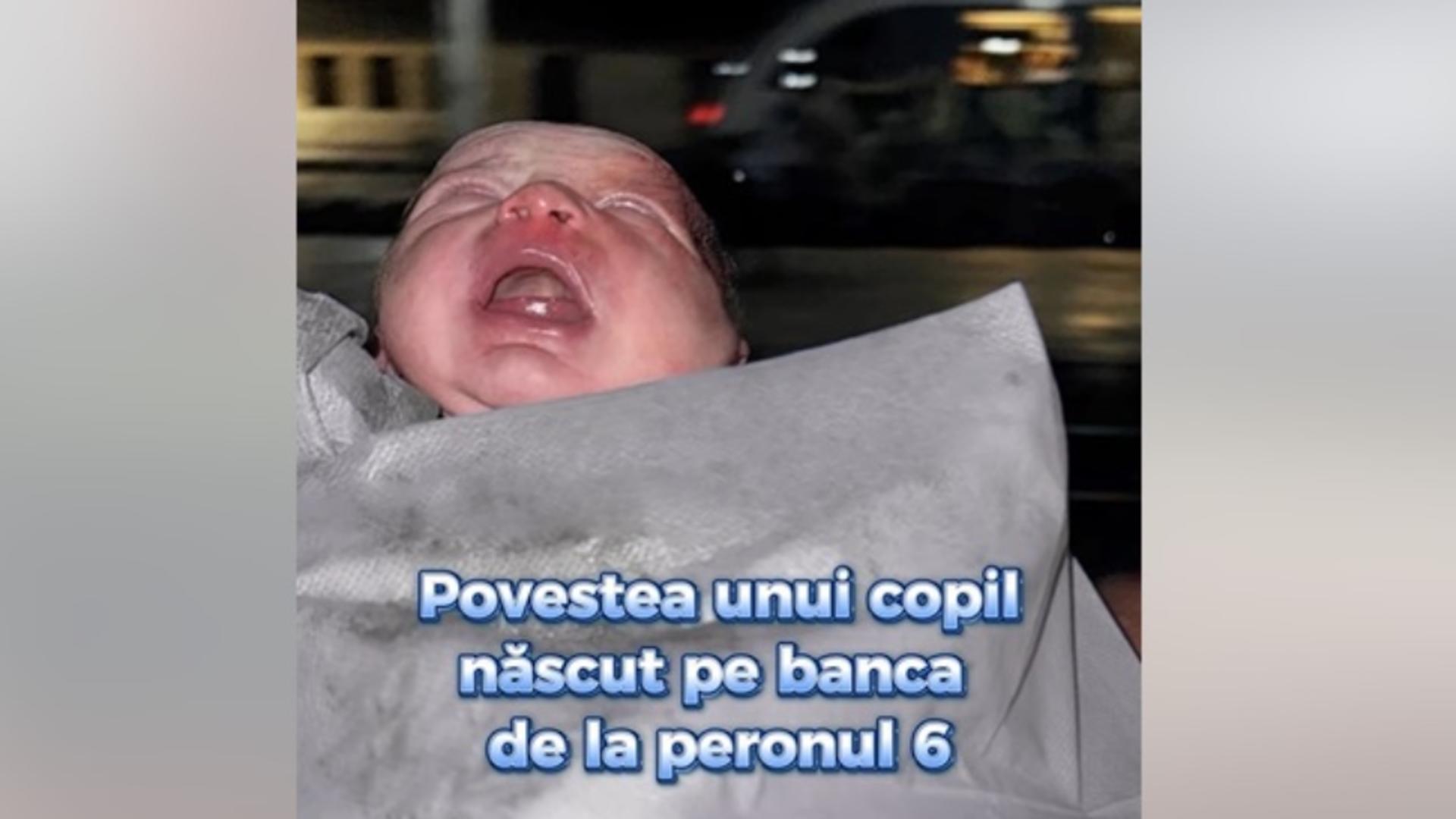 Bebeluş născut pe o bancă de pe peronul Gării de Nord din Timişoara/ Captură video