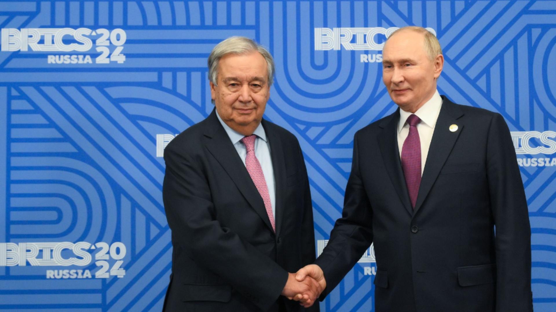 Antonio Guterres și Vladimir Putin/ Profimedia 