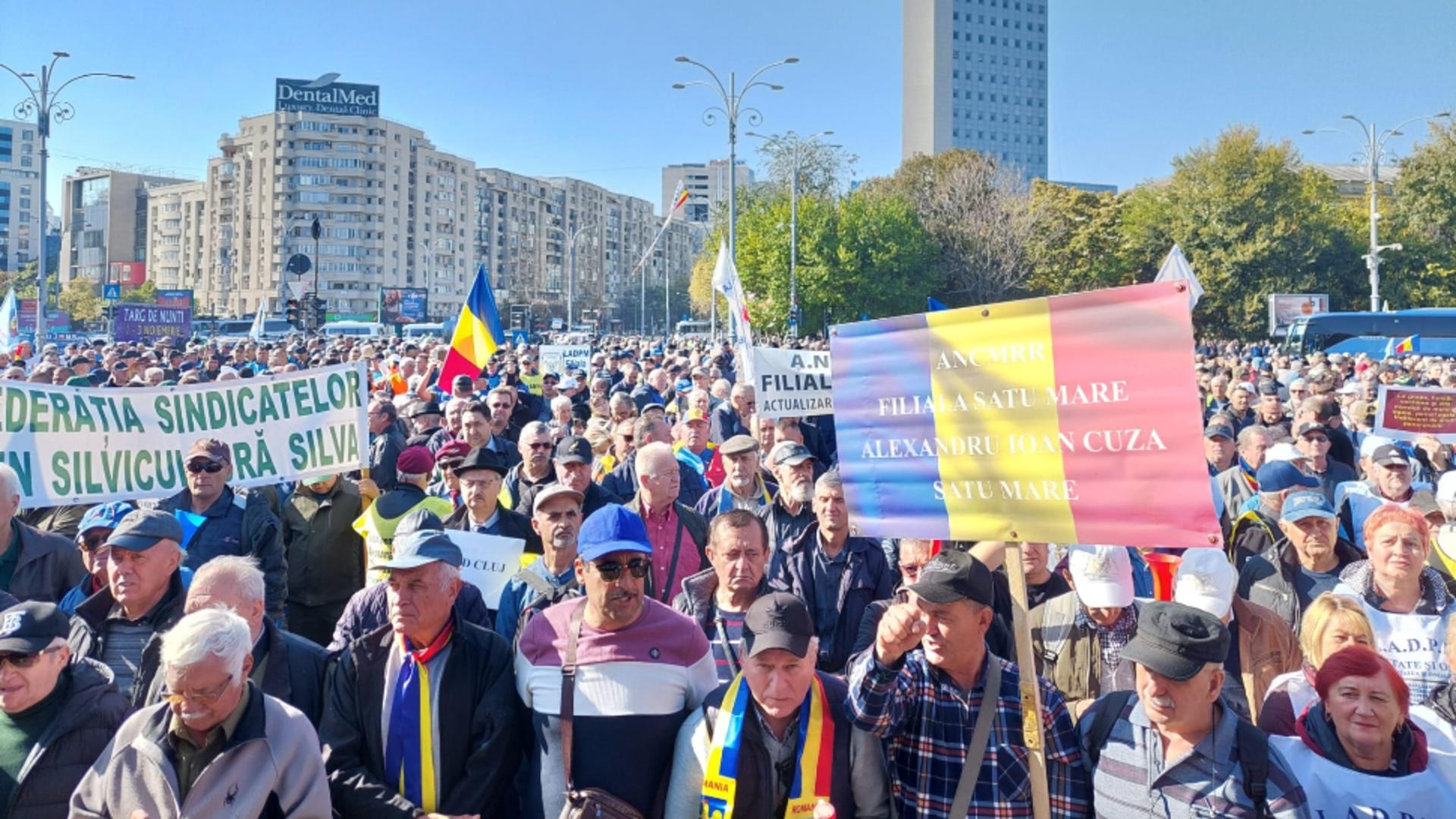 Mai multe organizații sindicale au luat cu asalt Piața Victoriei. Foto/FB