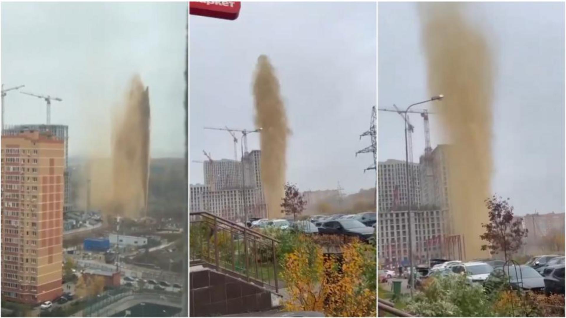 Imagini CATASTROFALE în Moscova! „Un gheizer de fecale” cât un bloc de 18 etaje a țâșnit în toiul zilei