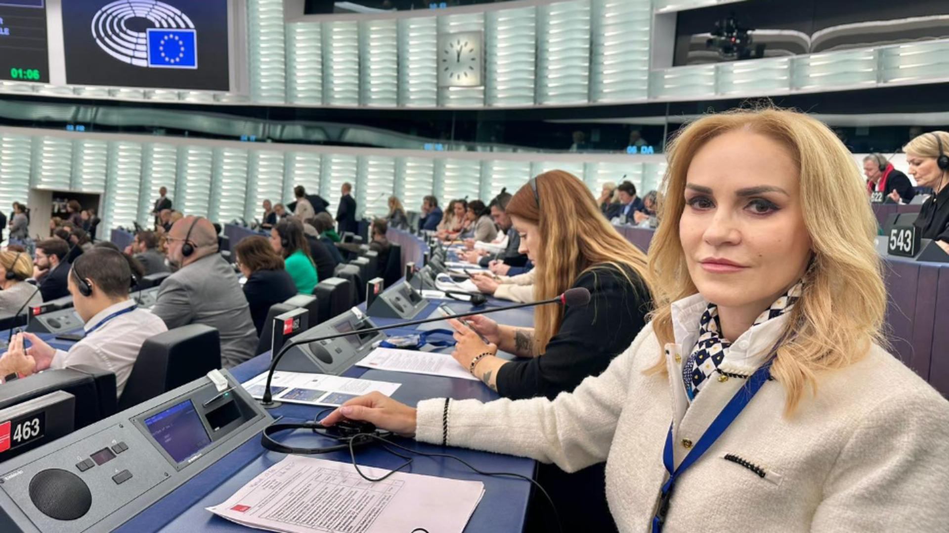 Gabriela Firea în Parlamentul European. Foto: Facebook