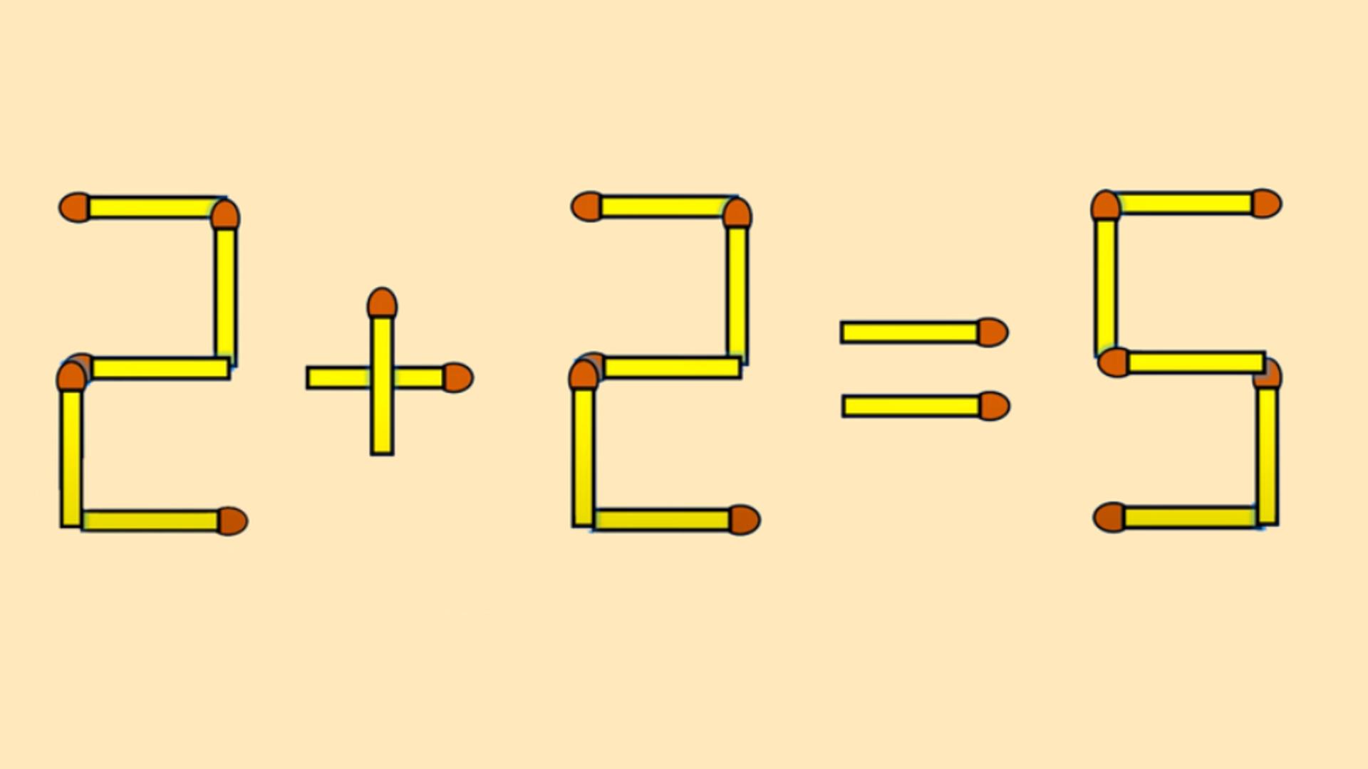 Te încumeți să rezolvi acest TEST IQ? Corectează ecuația 2 + 2 = 5, mutând un singur băț de chibrit