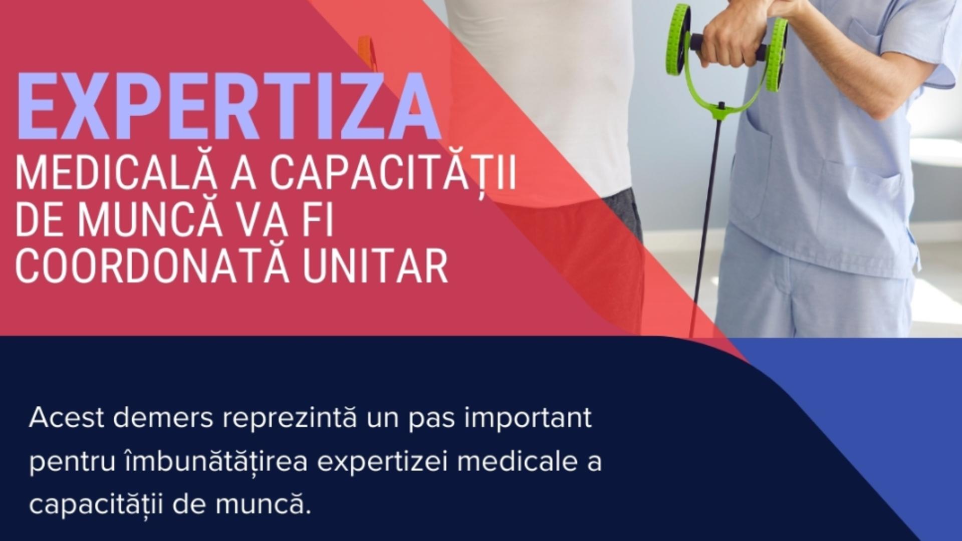  Expertiza medicală a capacității de muncă va fi coordonată unitar la nivel național