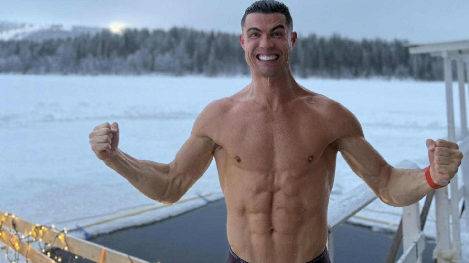 Cristiano Ronaldo, apariție spectaculoasă în Laponia: Baie în aer liber la temperaturi sub zero grade