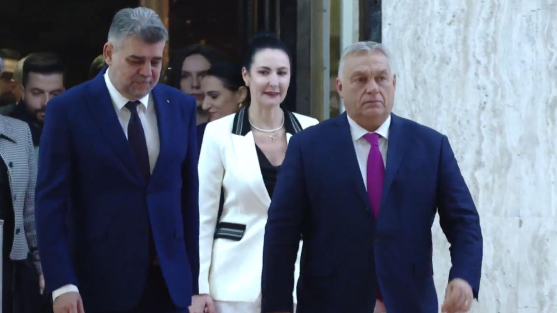 Viktor Orban a fost primit de Marcel Ciolacu la Palatul Victoria. Foto/Guvern