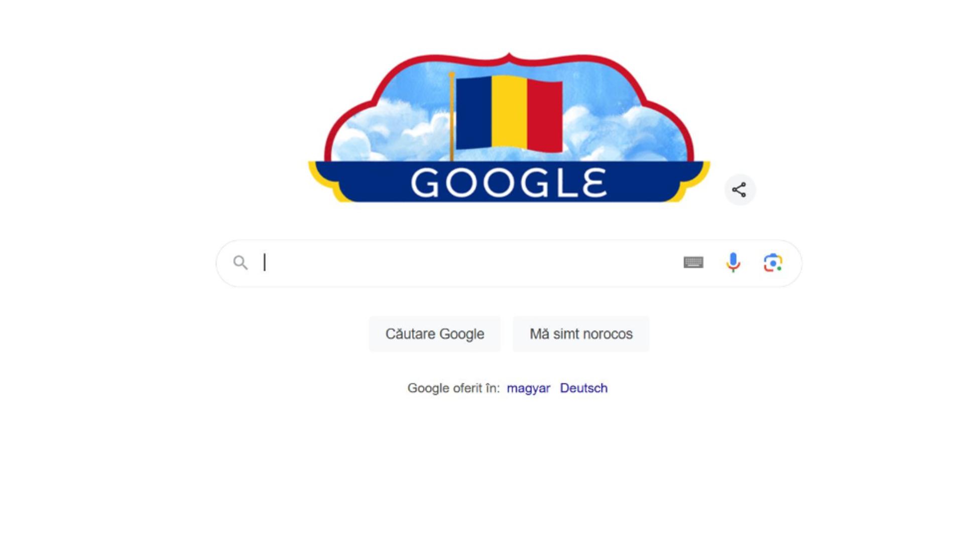 Google doodle de Ziua României. FOTO: Captura Google 