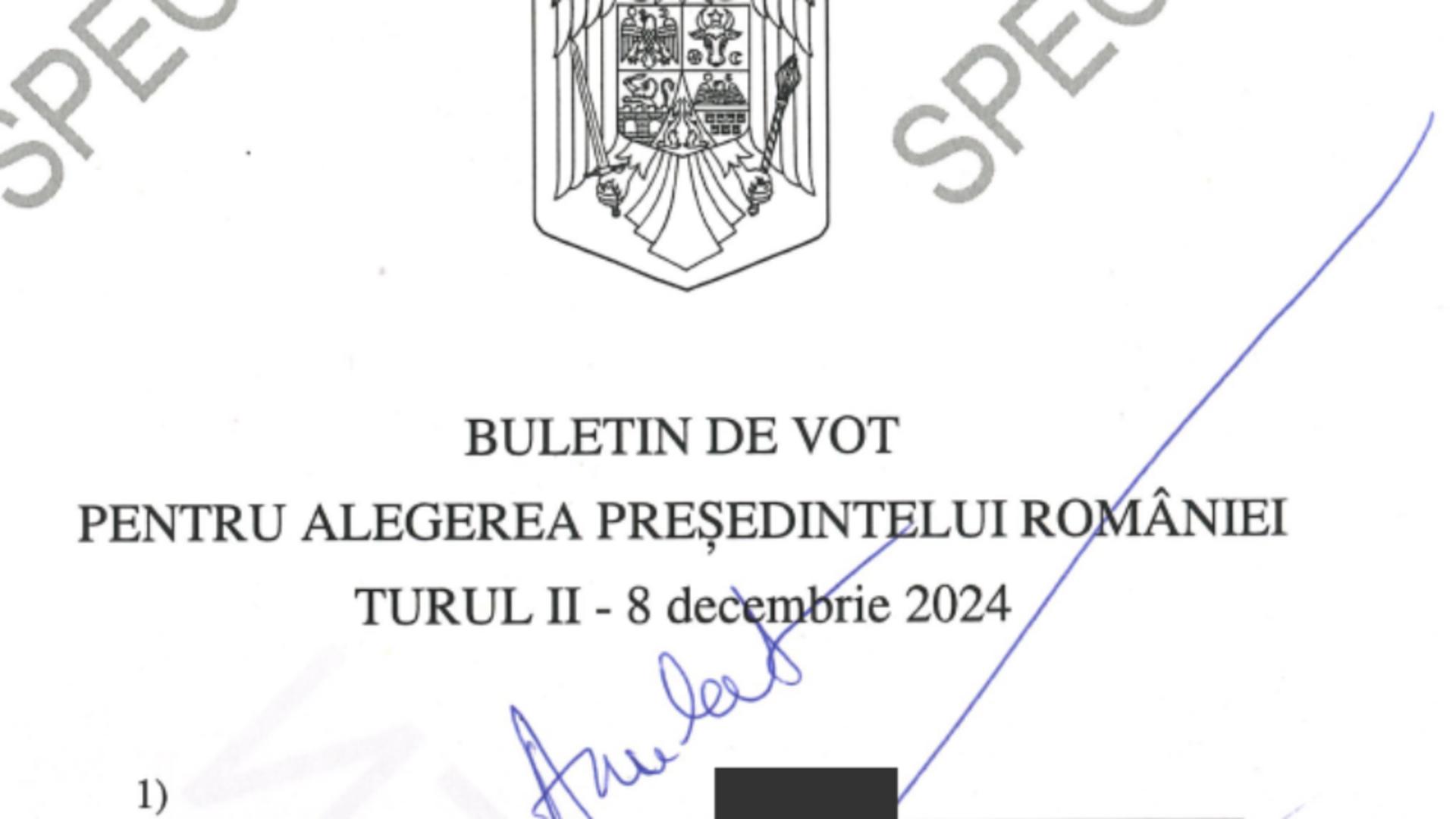 Cum arată BULETINUL de vot pentru finala prezidențială din 8 decembrie, între Georgescu și Lasconi. BEC a aprobat macheta -DOCUMENT