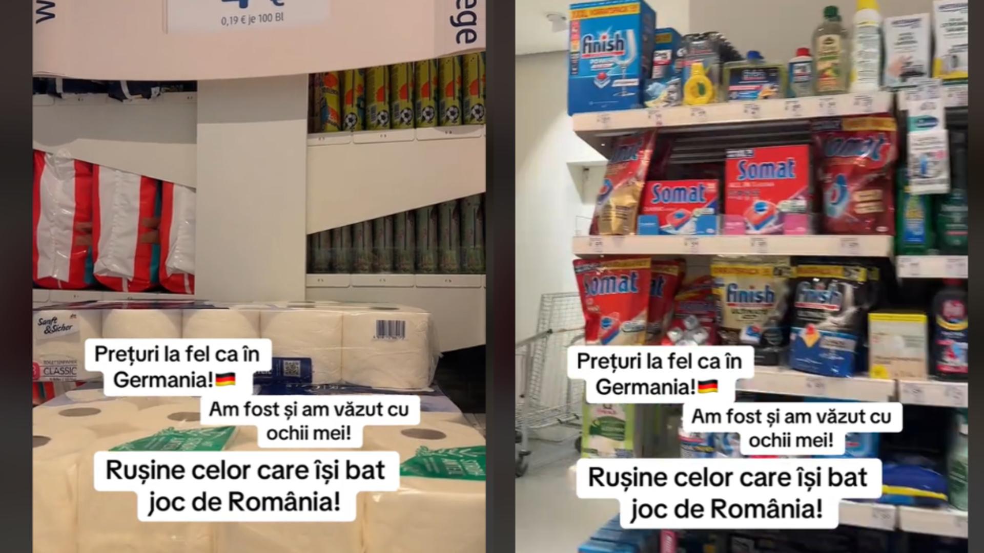 O româncă din Germania filmează prețurile din magazin și le compară cu cele din țară