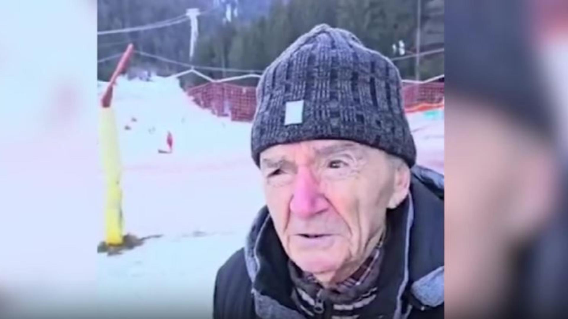 Povestea emoționantă a lui nea Gică: este instructor de schi la 97 de ani