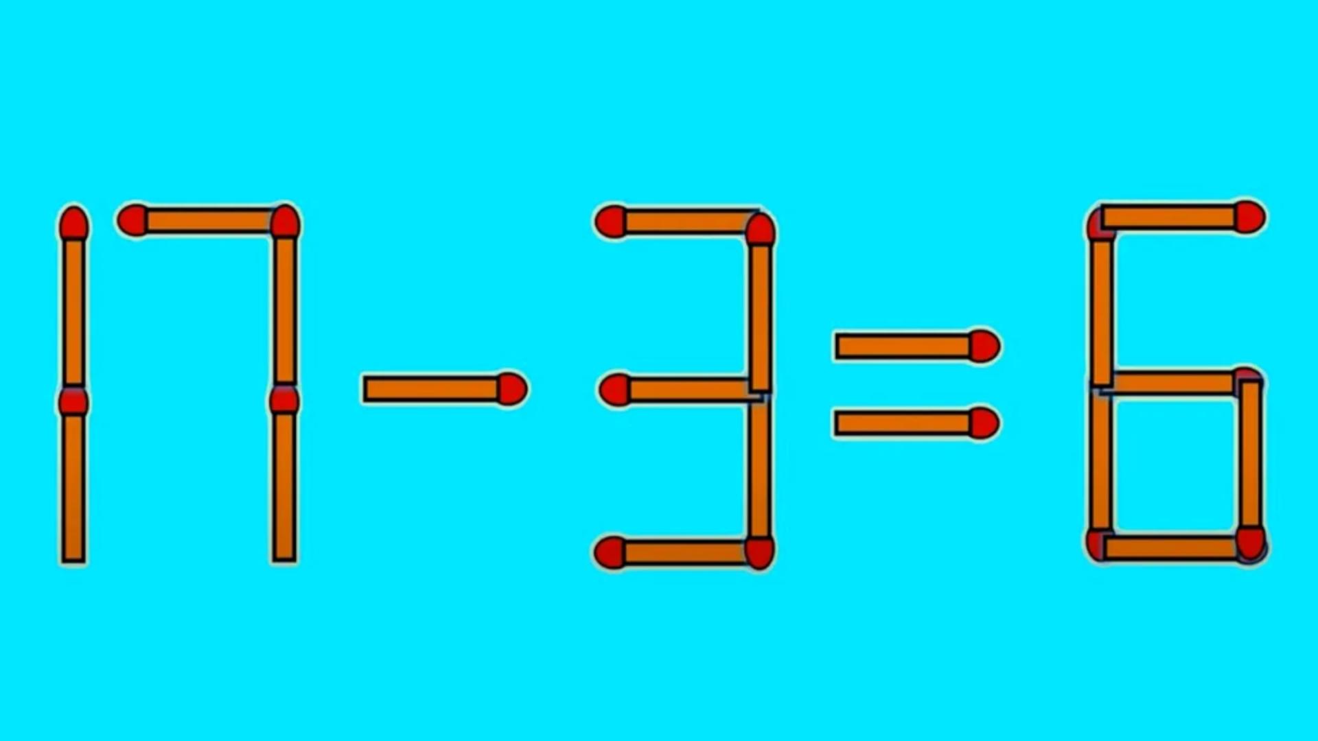 TEST IQ pentru oamenii foarte deștepți: Corectați ecuația 17 – 3 = 6 în doar câteva secunde