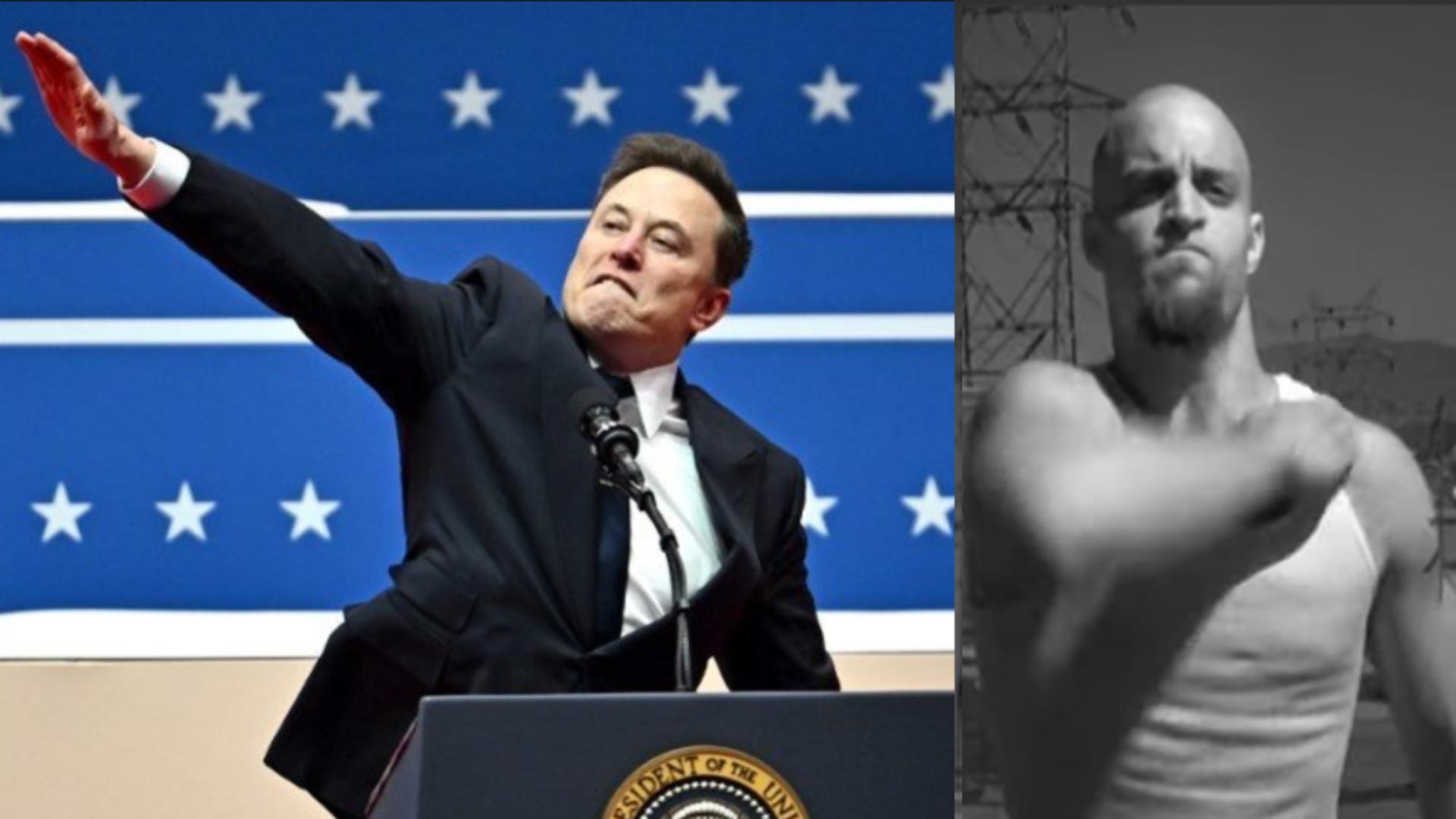 Salutul lui Musk și salutul din American History X (Profimedia/captura video)