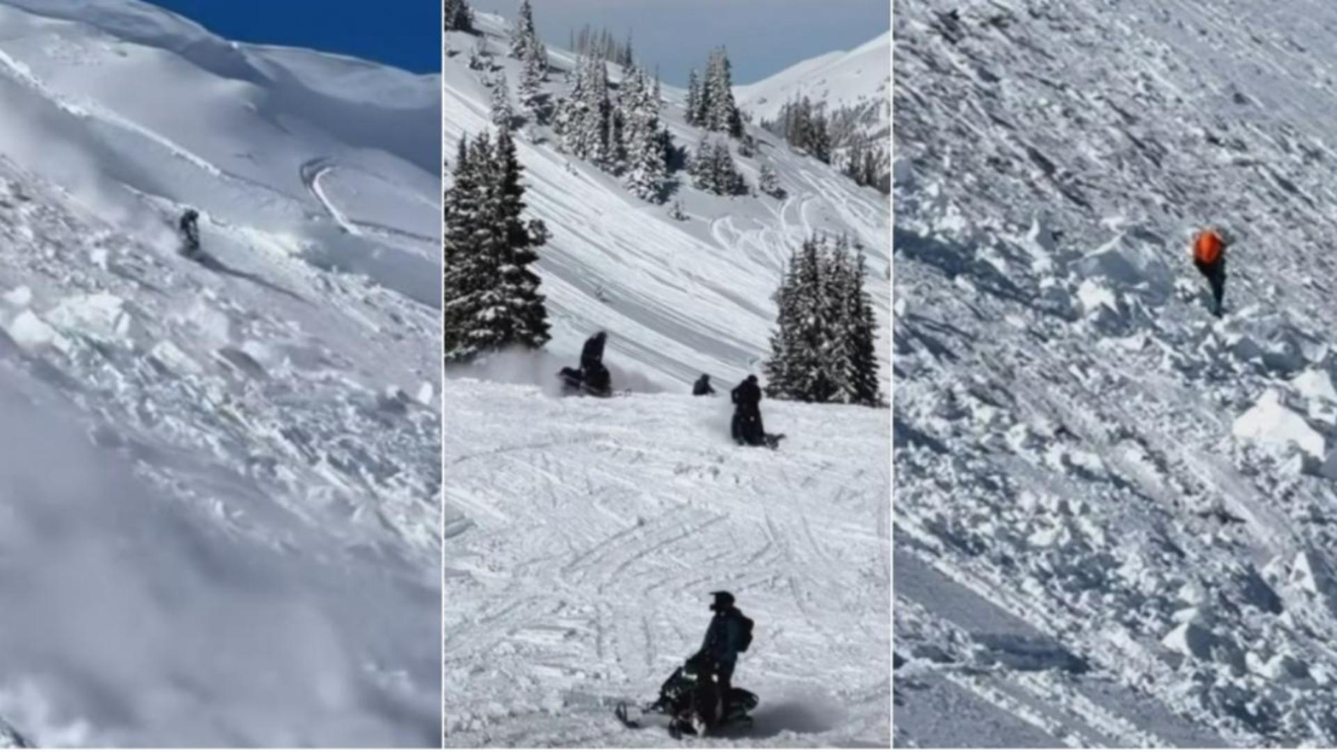 Turiști îngropați sub zăpadă în urma unei avalanșe. Au fost luați pe sus în timp ce se plimbau cu snowmobilele