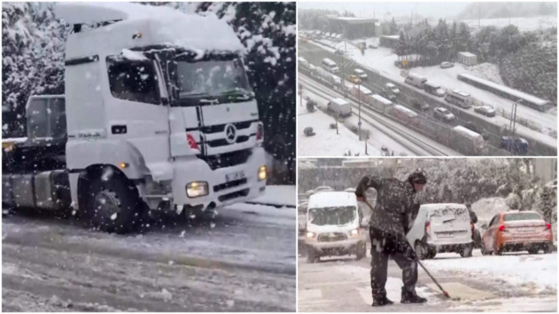 Istanbul, paralizat de ninsoare: școli închise, drumuri blocate și zboruri anulate. Haos în oraș din cauza vremii nefaste