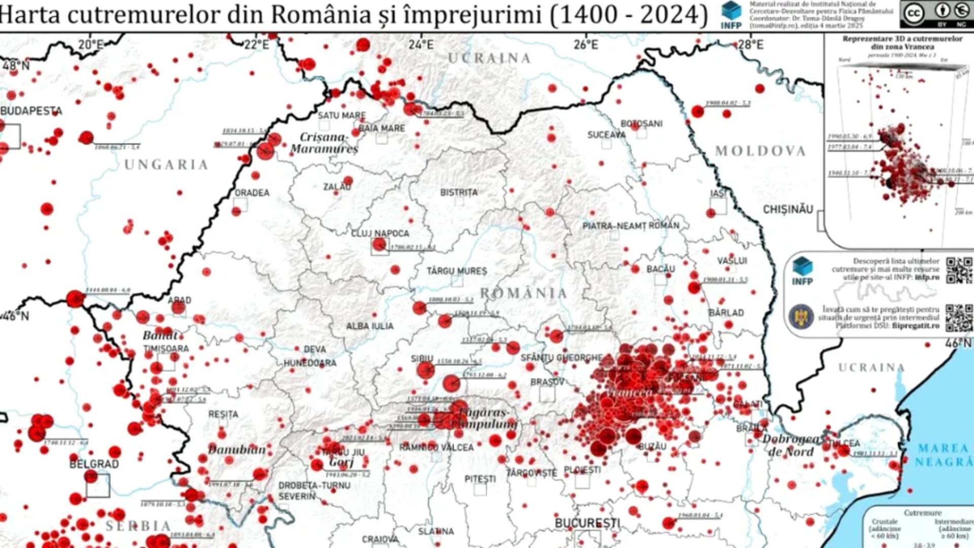 INFP a lansat harta cutremurelor din România