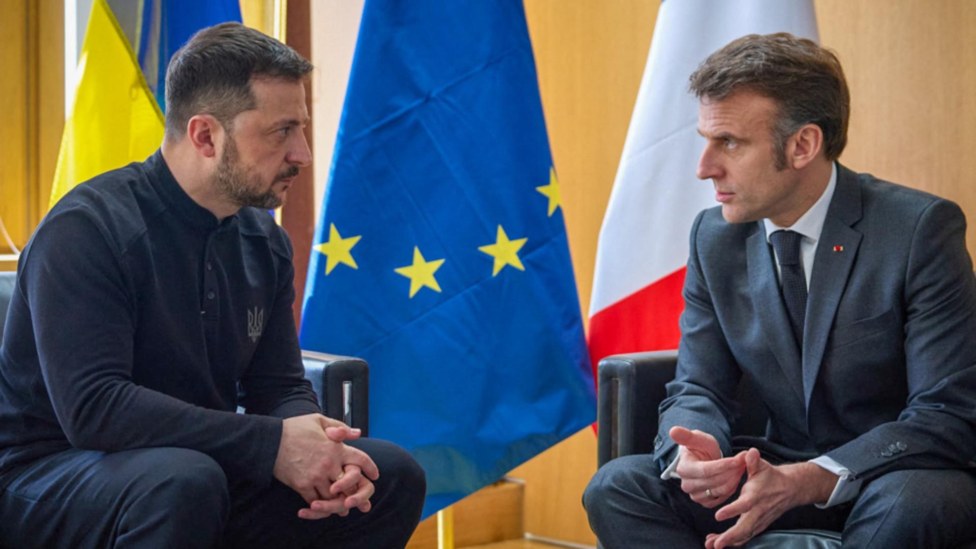 Volodimir Zelenski și Emmanuel Macron / Foto: Profi Media