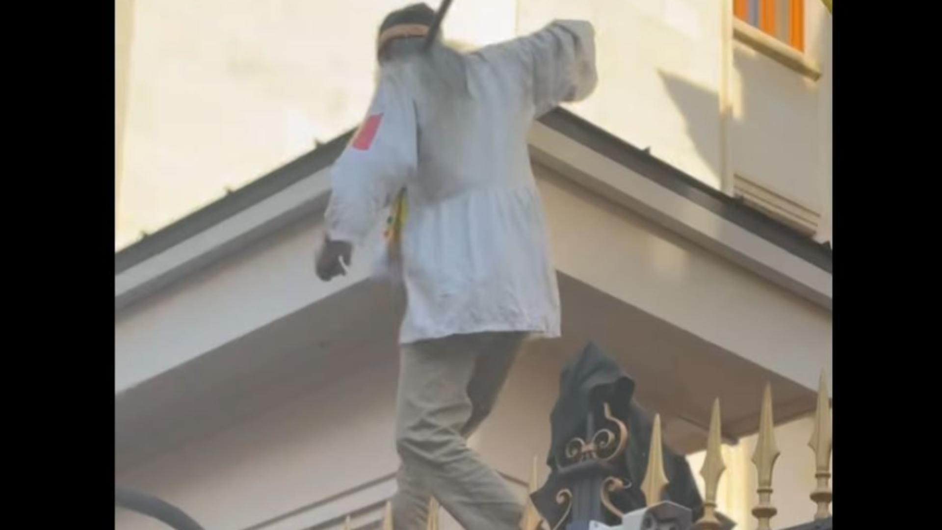 Stegarul Dac, Cezar Cătălin Avrămuță, un obișnuit al manifestațiilor. Foto/Captură video