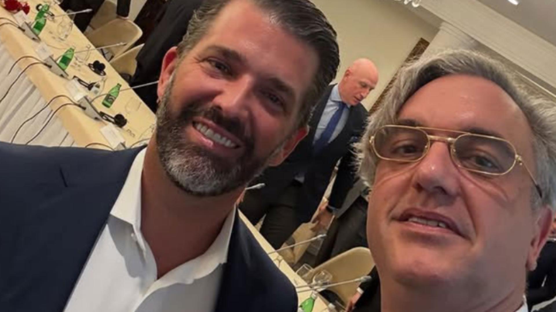 Președintele Serbiei, Alexander Vucic, alături de Trump Jr/ Captură X