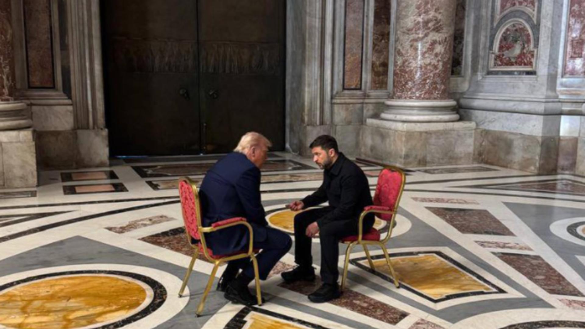 Donald Trump, discuții cruciale cu Volodimir Zelenski la Vatican/ Captură video