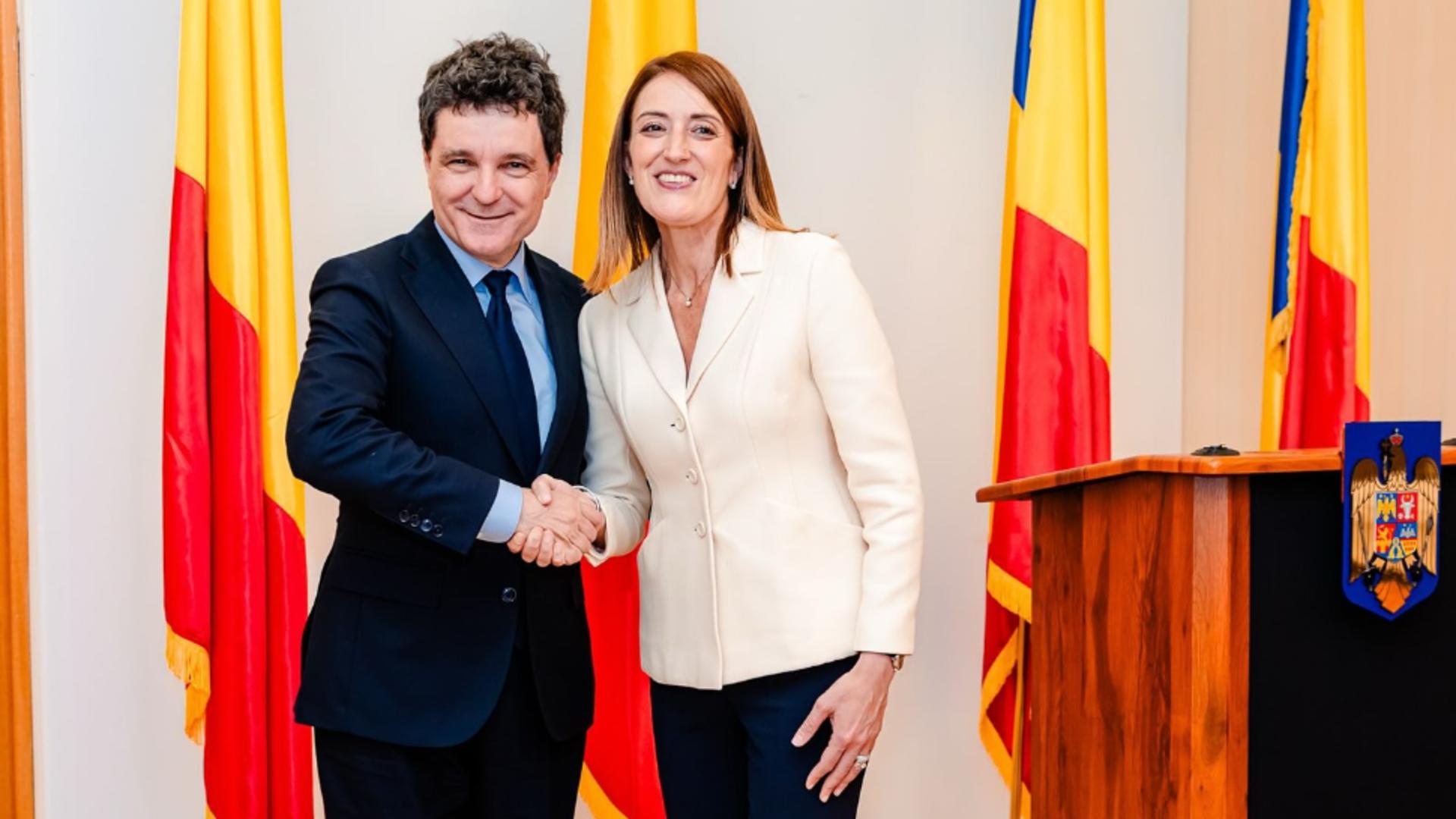 Șefa Parlamentului European Roberta Metsola s-a întâlnit cu Nicușor Dan. Discuții cruciale: a fost reafirmat sprijinul pentru România/ Facebook