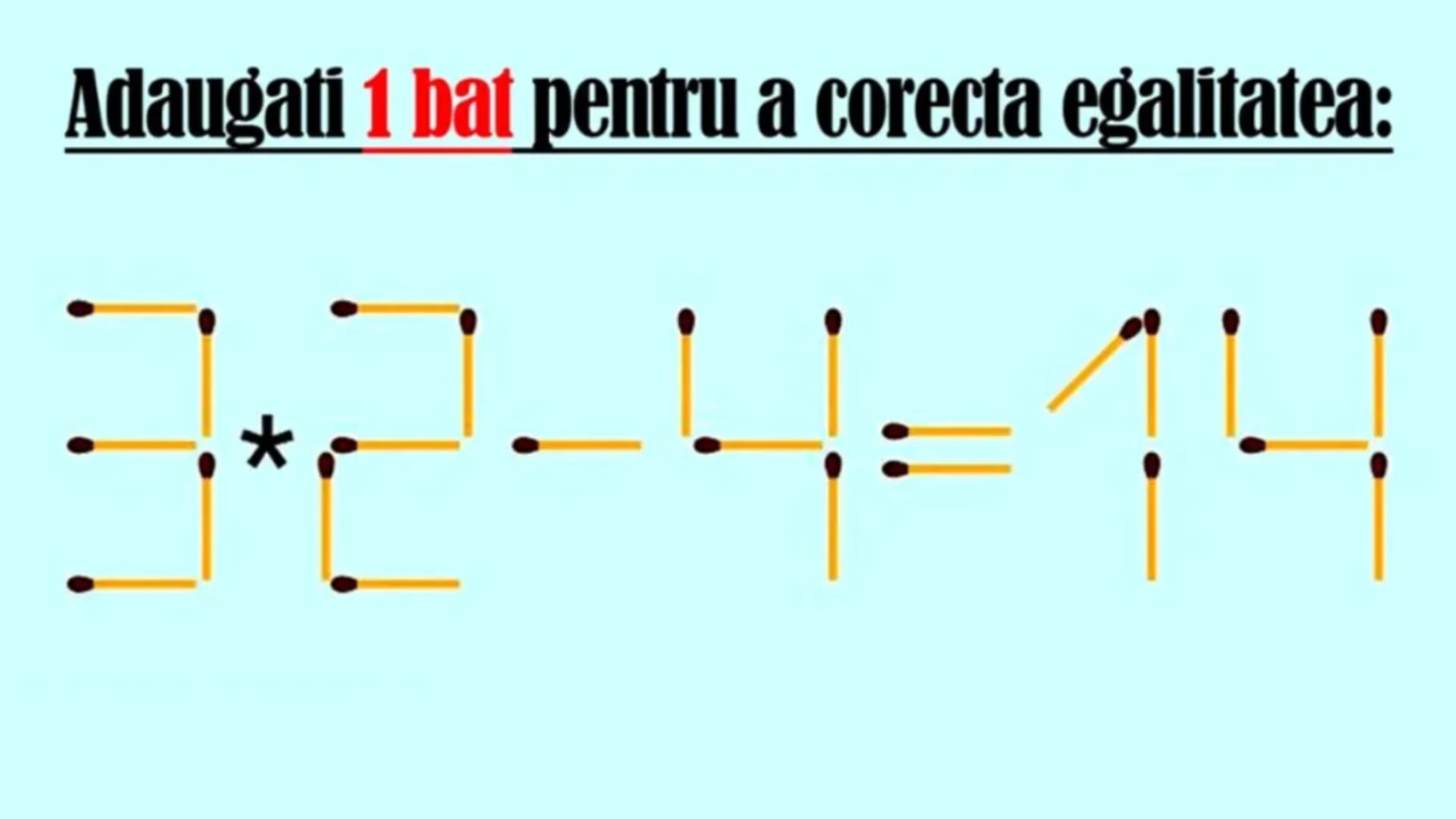Testul IQ de marți! Doar mințile sclipitoare pot rezolva această ecuație adăugând un singur băț de chibrit