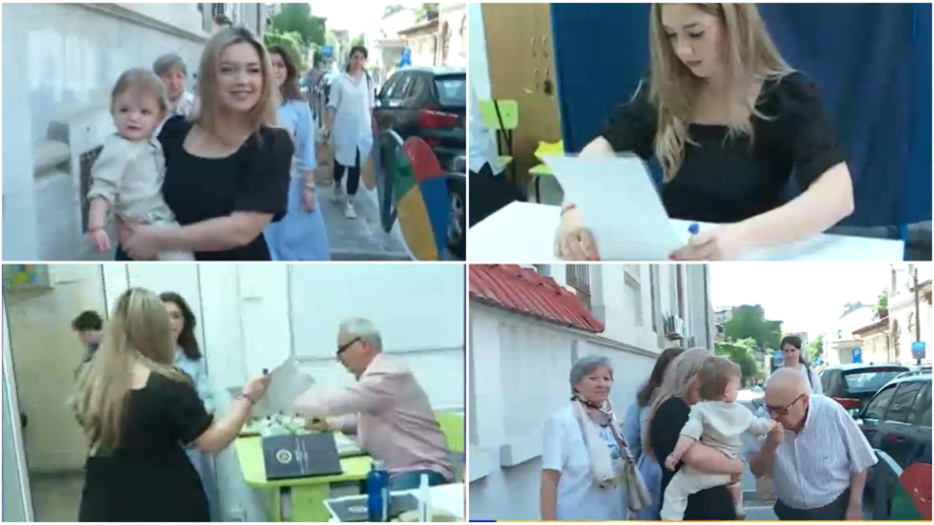 Ilinca Simion, la secția de votare împreună cu soacra sa. FOTO: Captura Realitate 