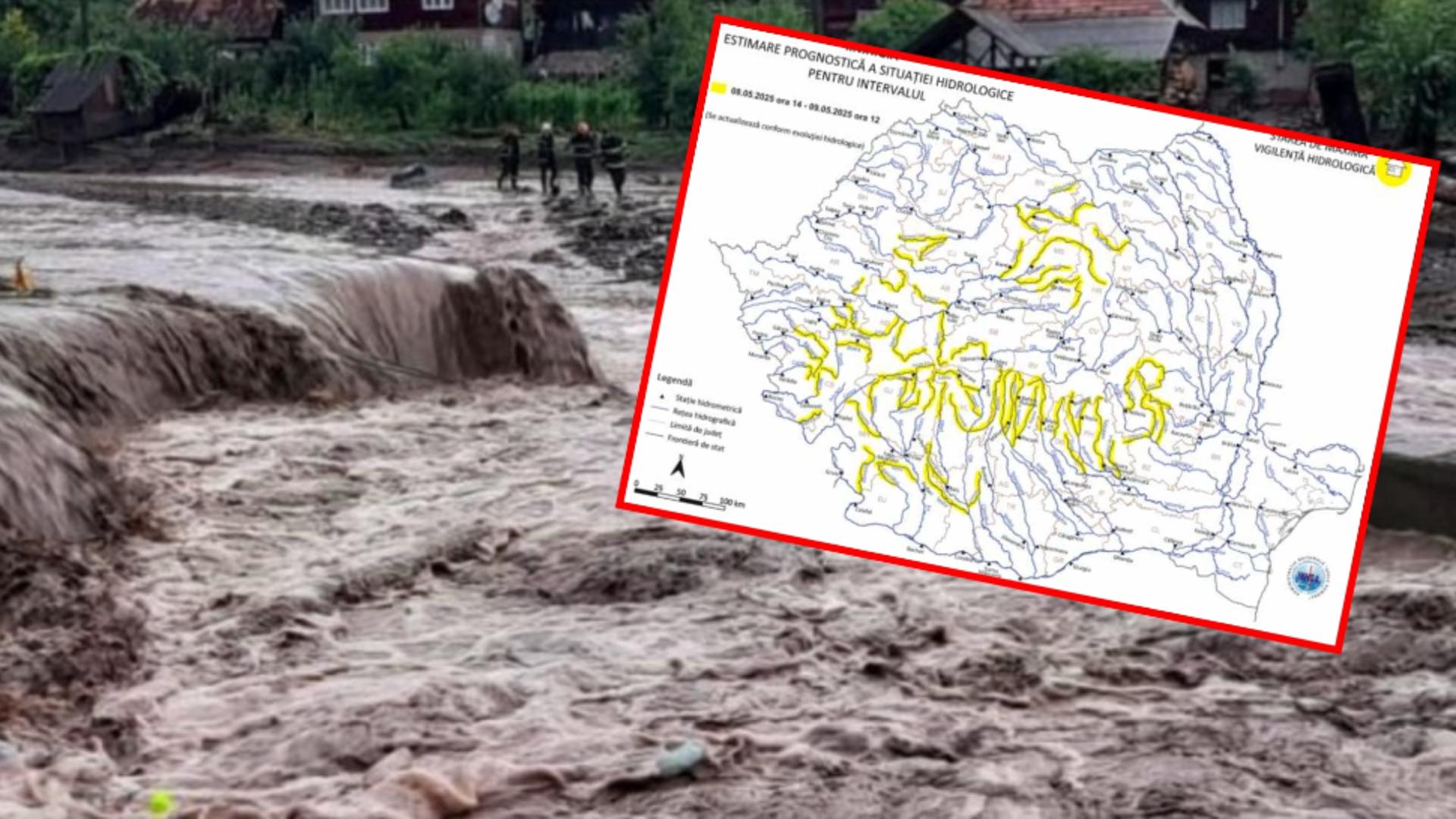 Alertă de inundații în România! FOTO: Hidro.ro