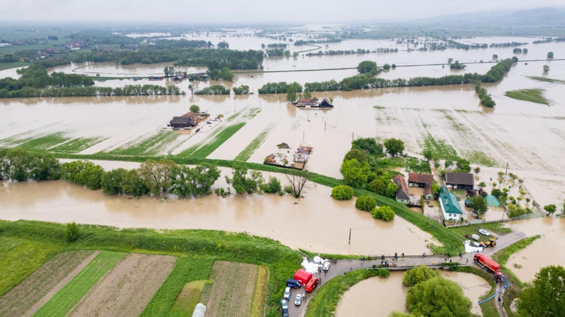 Inundaţii judeţul Covasna: Nouă localităţi afectate de ape. Foto/ISU