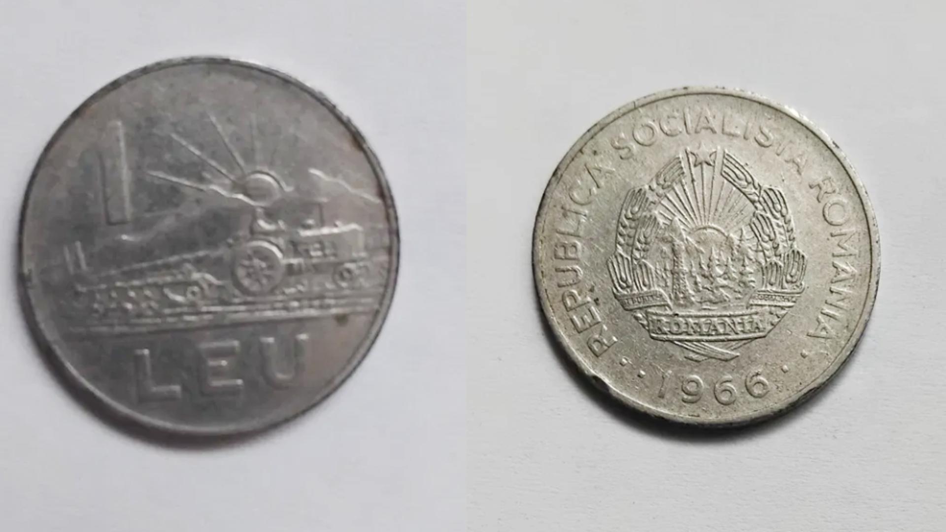 Suma incredibilă cu care se vinde acum o monedă de 1 leu din perioada comunismului. Foto: colaj olx
