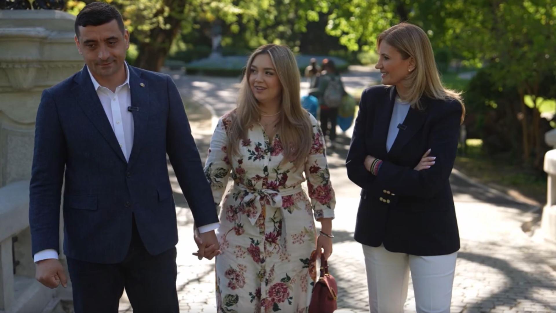 George Simion, alături de soție, la o plimbare prin parc. O ipostază mai rară a liderului AUR.