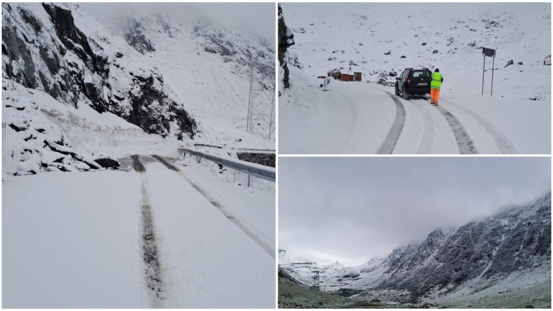 Deszăpezirea Tranfăgărășanului a fost oprită din cauza ninsorii. FOTO: DRPD Brașov 