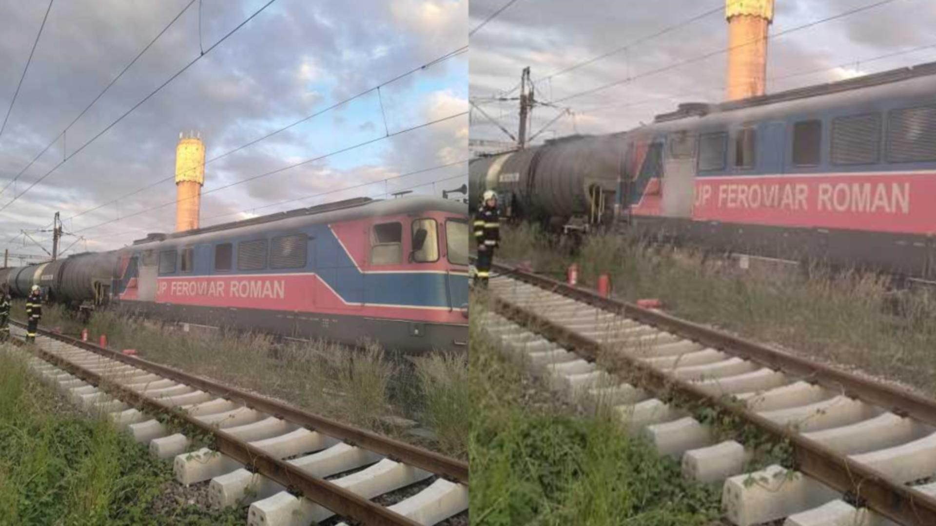 Un incendiu a izbucnit la locomotiva unui tren. FOTO: ISU Prahova