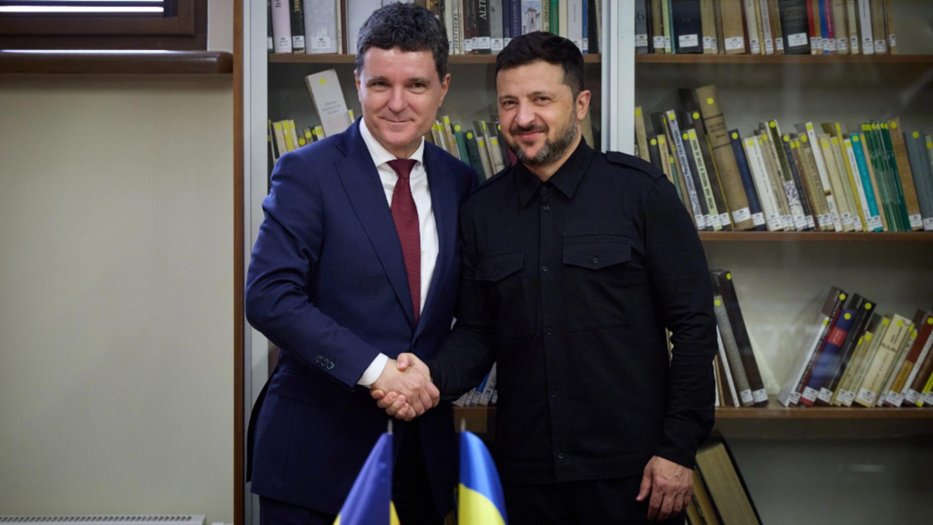 Volodimir Zelenski și Nicusor Dan 