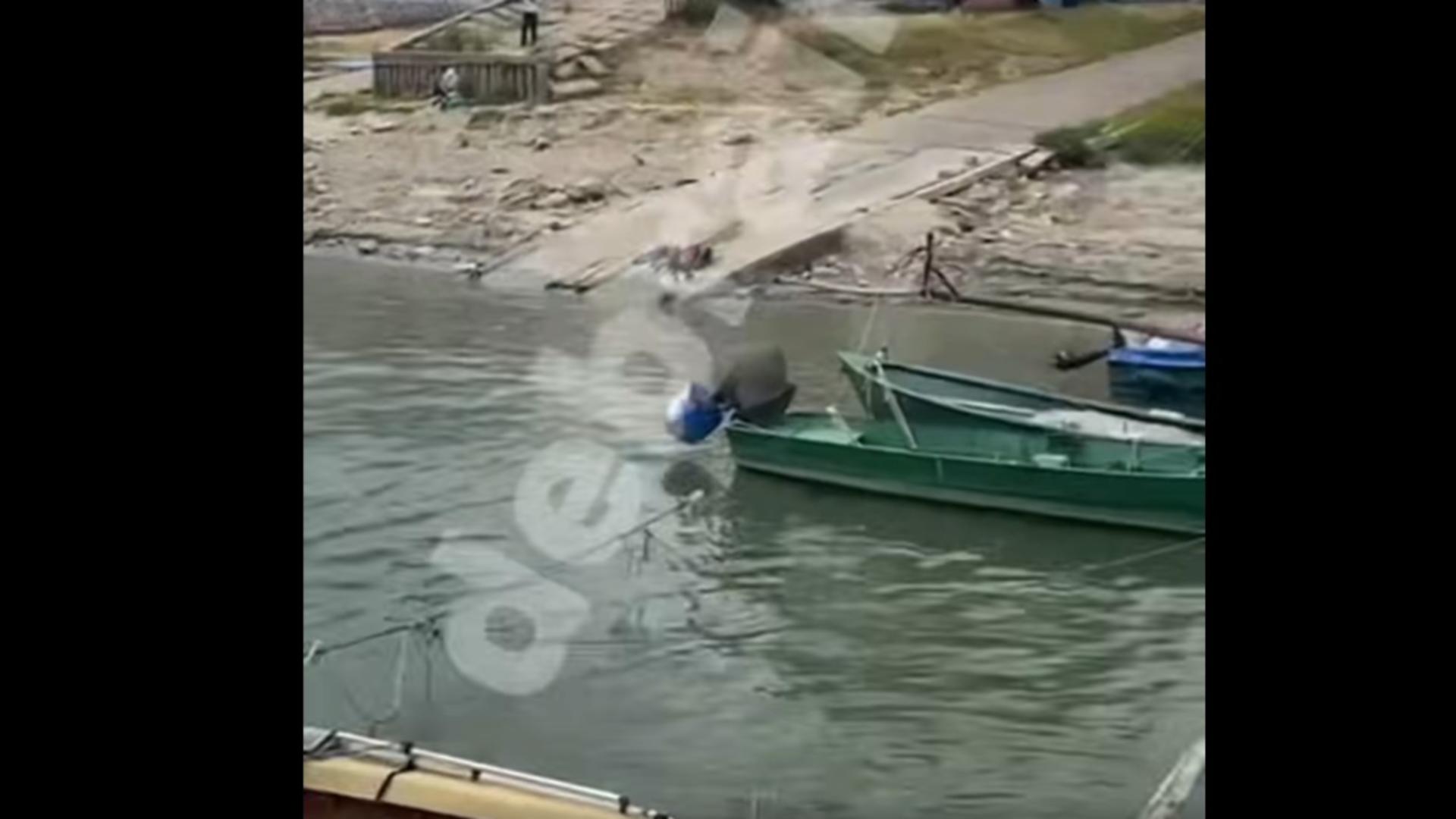 A vrut să-și lanseze skijetul la apă, dar s-a dus și mașina în Dunăre. Foto/Captură video