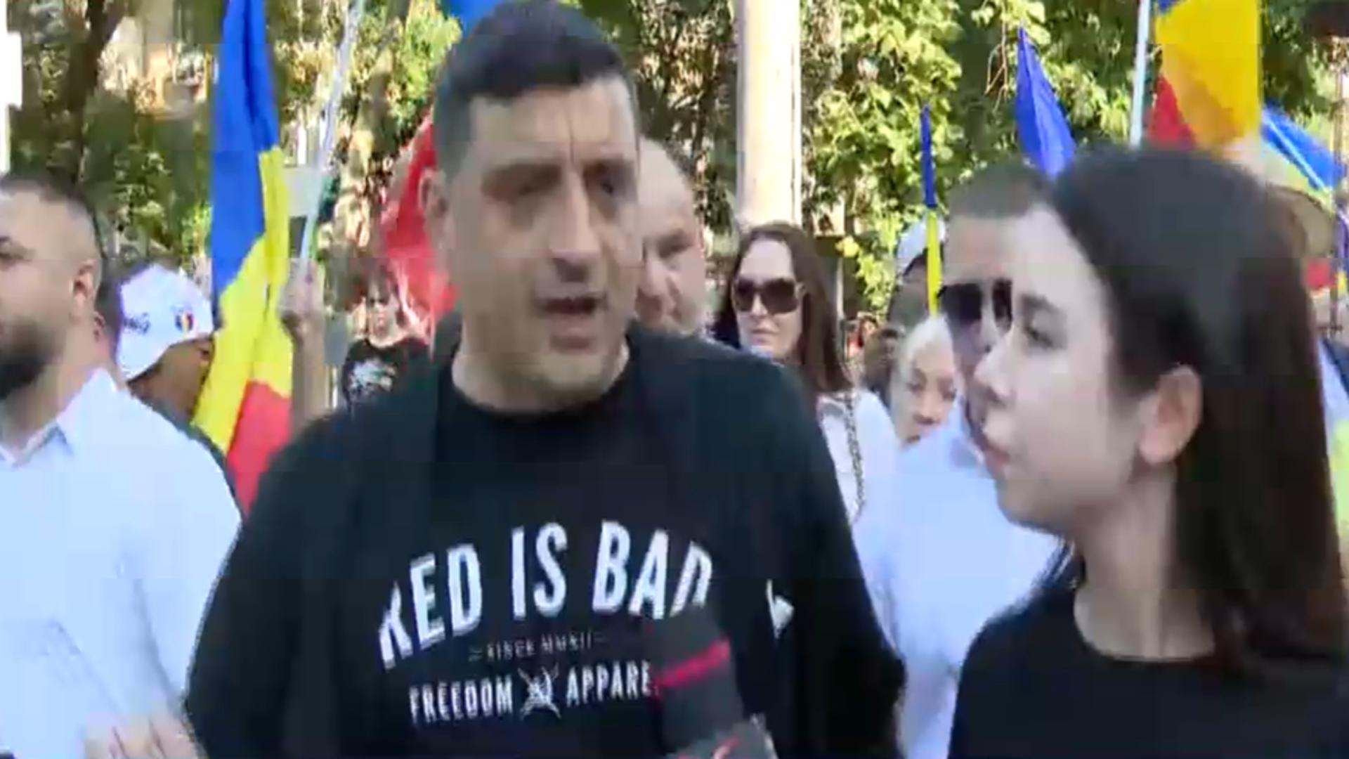 George Simion, la protestul din 22 iunie, din Capitală/ Captură video