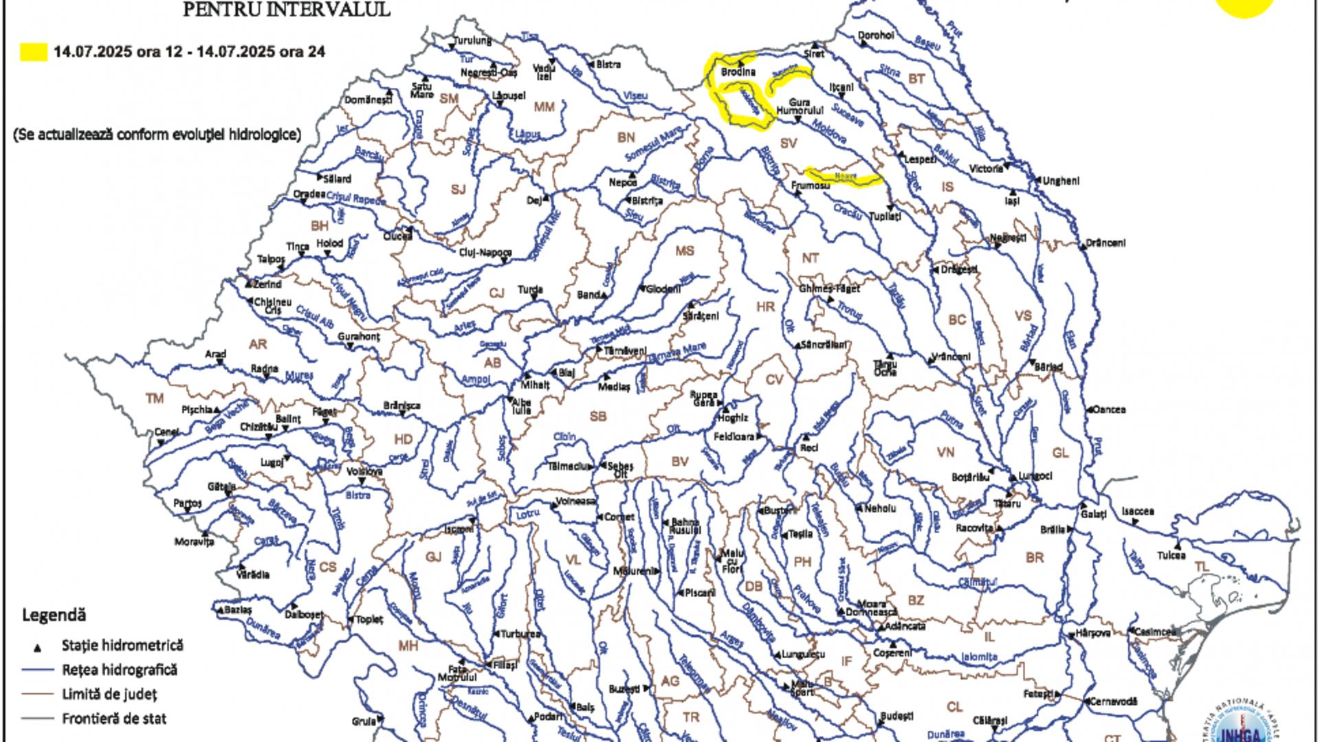 Alertă de inundații pe râurile din mai multe județe. Foto/ISU