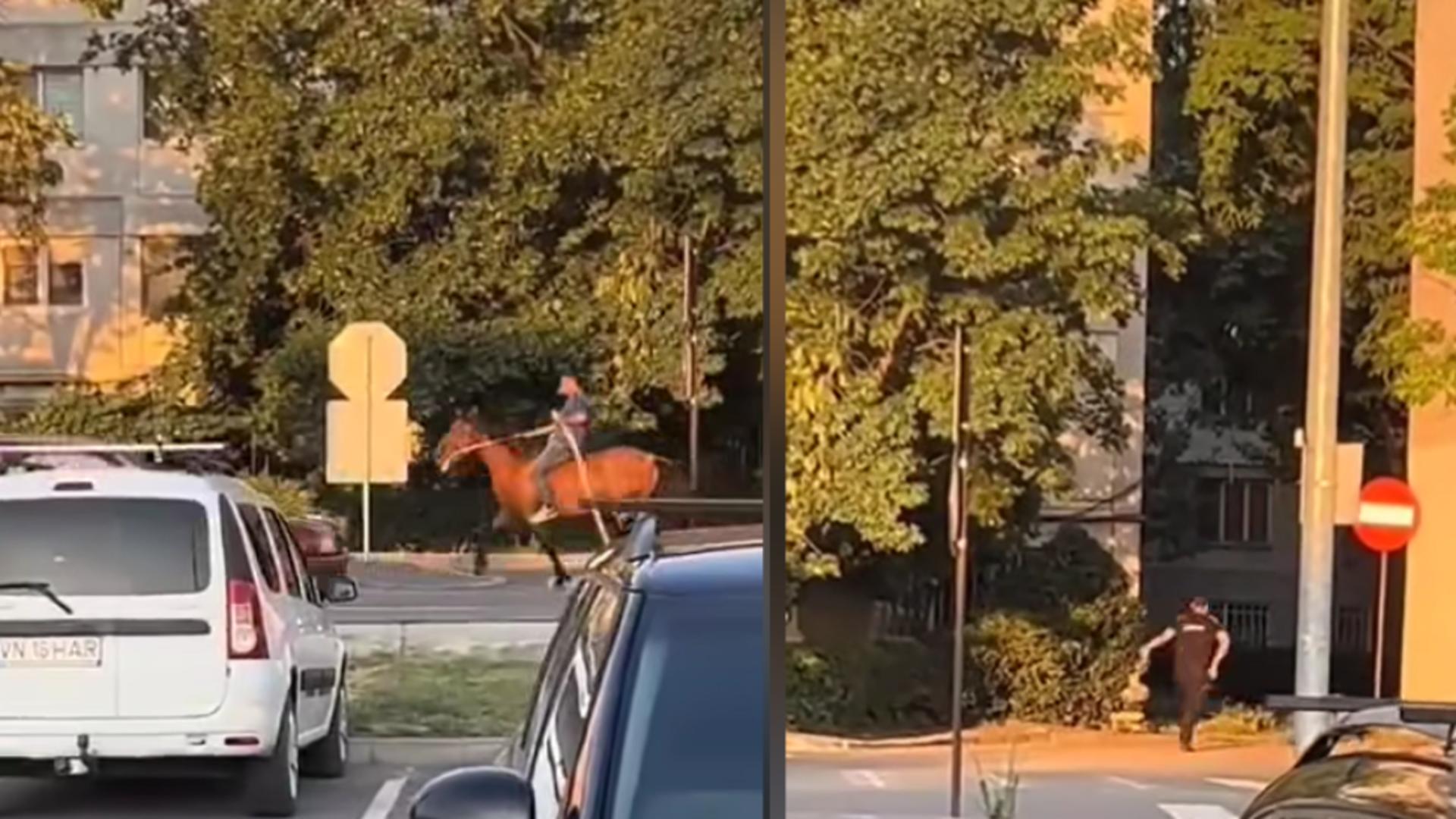 Un bărbat călare pe cal a pus pe jar poliția din Focșani