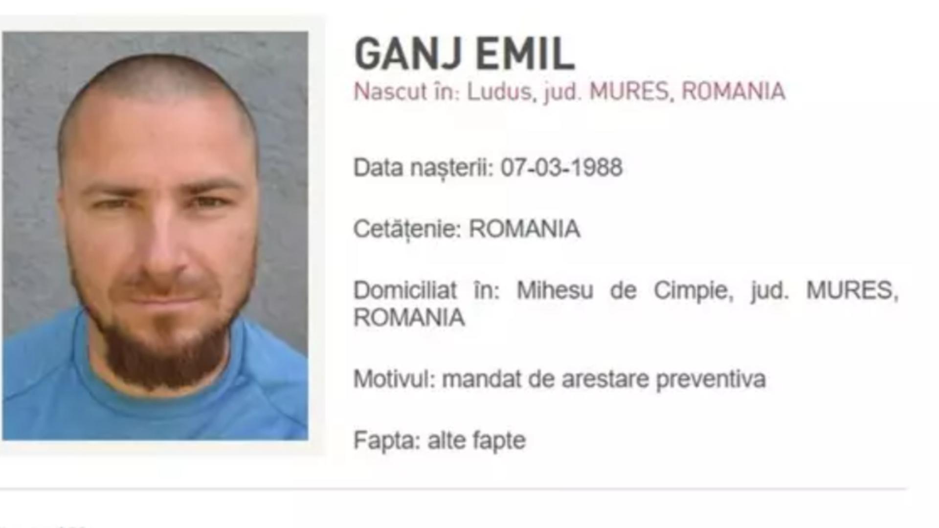 Emil Ganj a gost dat în urmărire națională