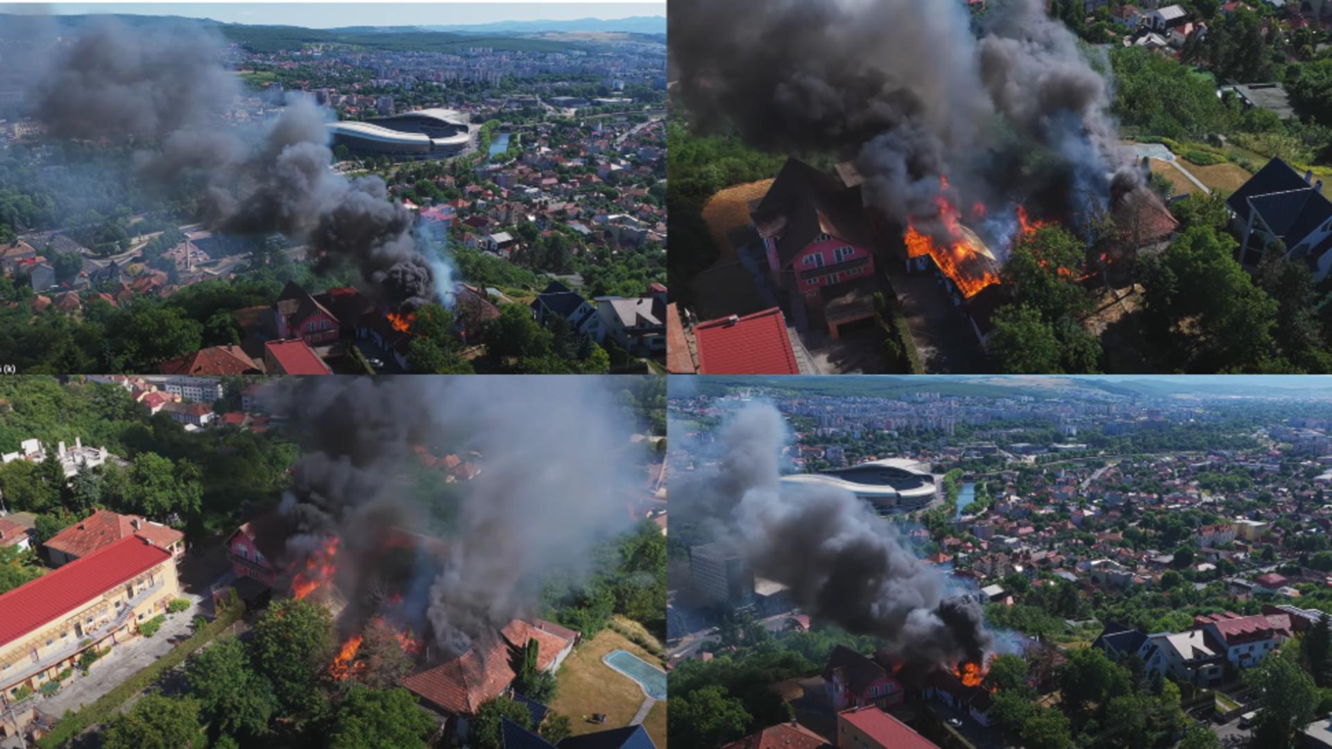 Incendiu de proporții în Cluj-Napoca. FOTO: Captura Actual de Cluj