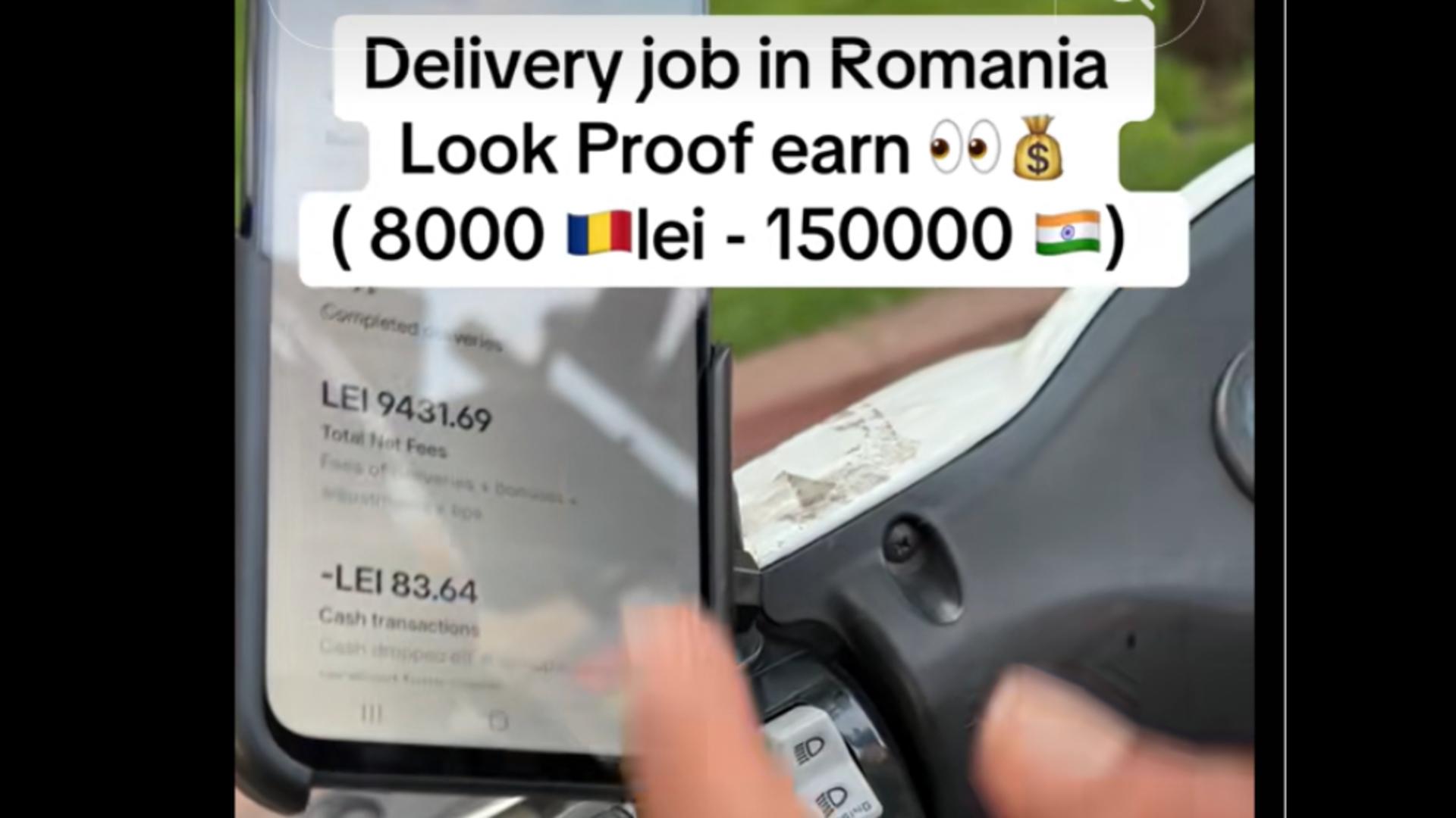 Un livrator indian a făcut senzație pe TikTok după ce a arătat cât câștigă muncind în România