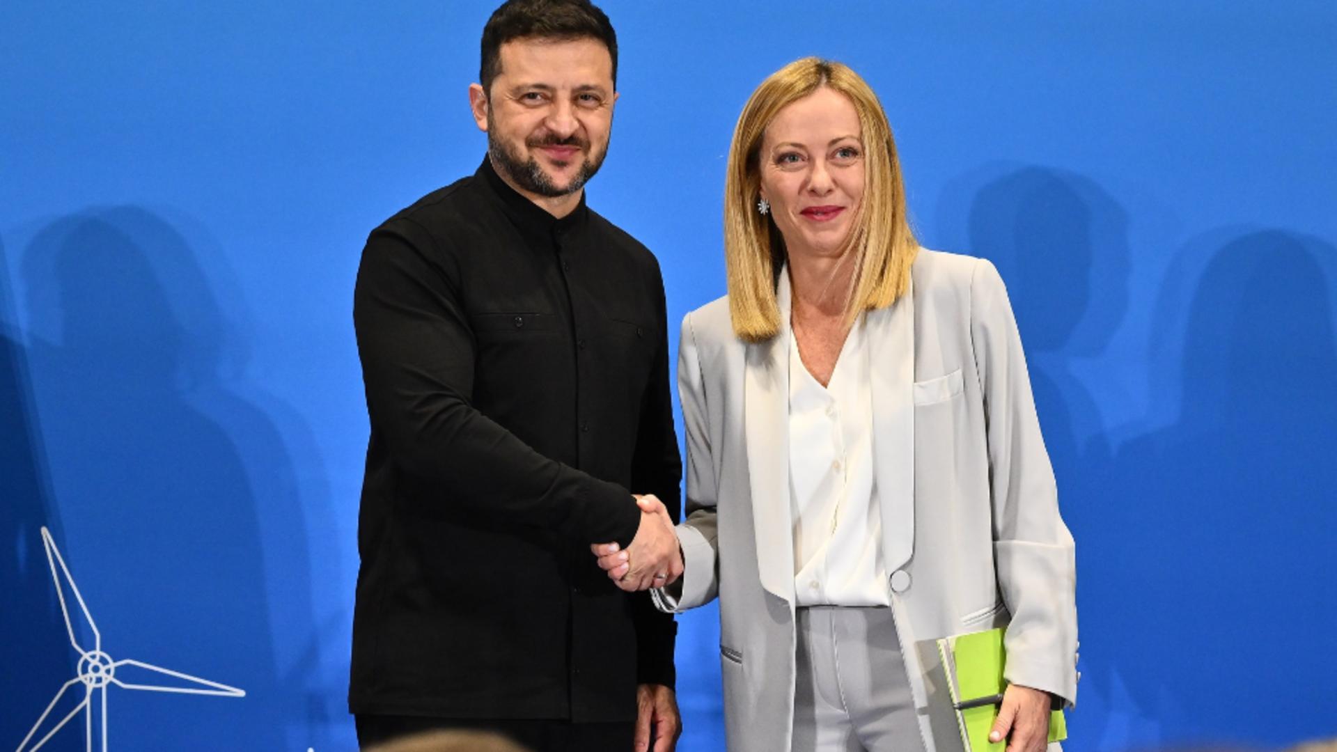 Volodimir Zelenski și Giorgia Meloni / Foto: Profi Media