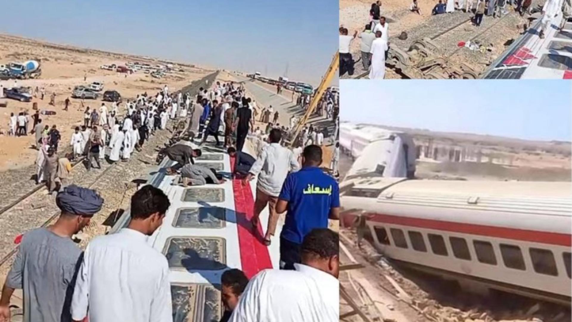 Tragedie pe calea ferată în Egipt: trei morți și aproape o sută de răniți după ce un tren de pasageri a deraiat