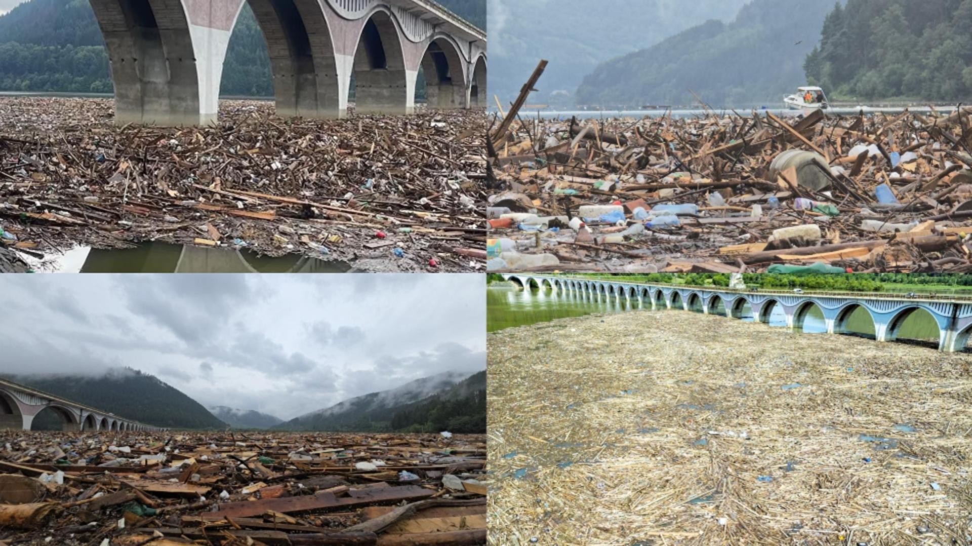 Dezastru ecologic în lacul Izvorul Muntelui din Neamț! FOTO: Romsilva