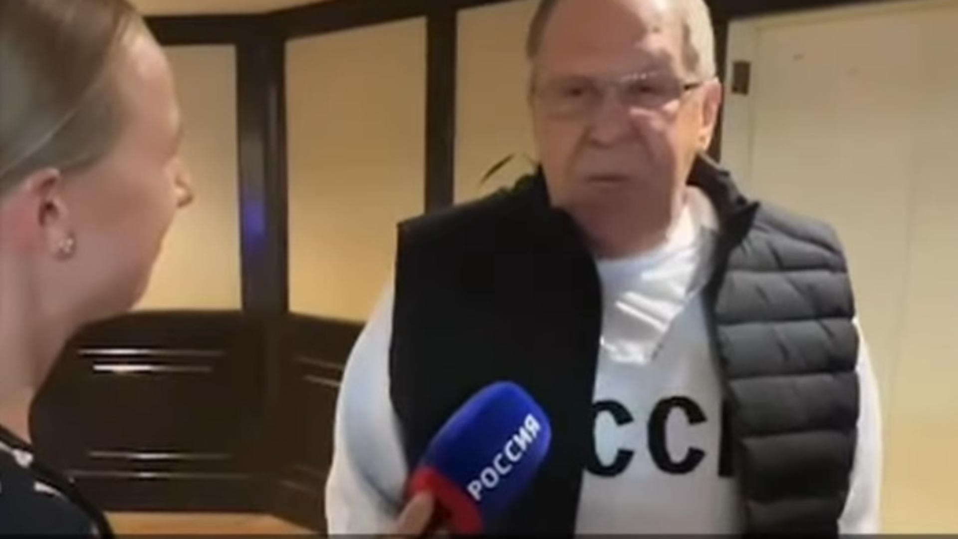 Lavrov a purtat un pulover cu inscripția CCCP-URSS. Foto/Captură video