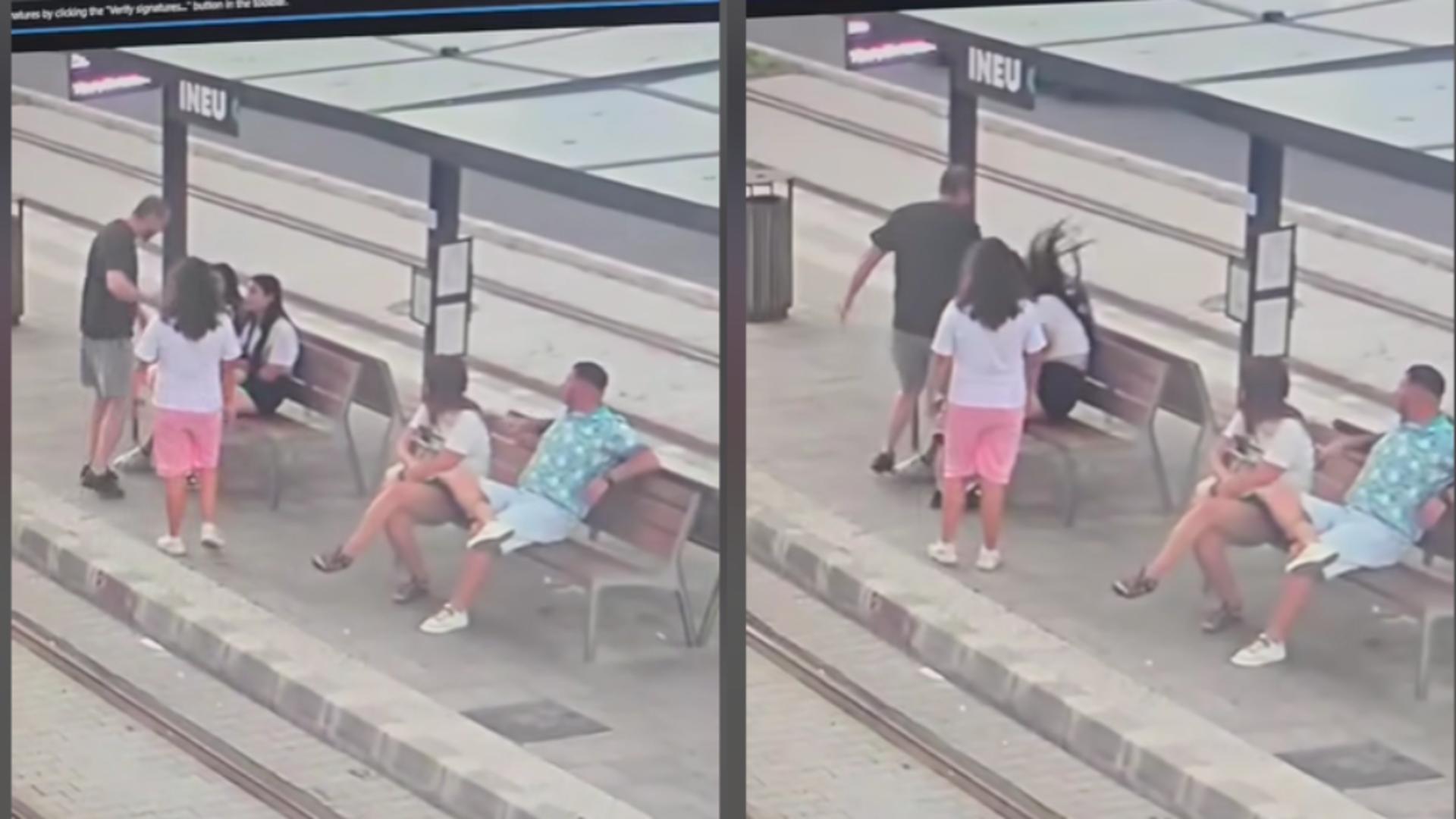 Două minore, bătute ziua în amiaza mare în stația de tramvai. Foto: Facebook