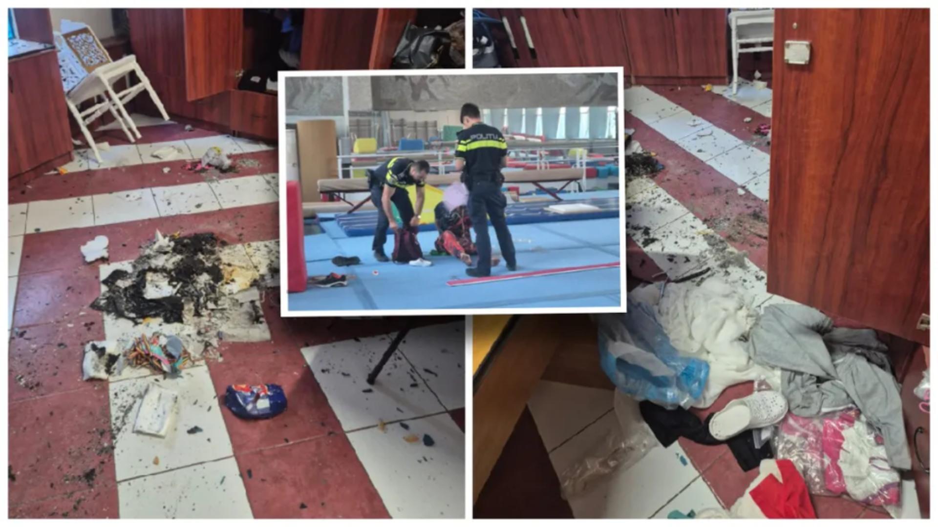 Sala de gimnastică „Nadia Comăneci” din Onești, vandalizată și incendiată. Făptașii și-au pus medalii la gât