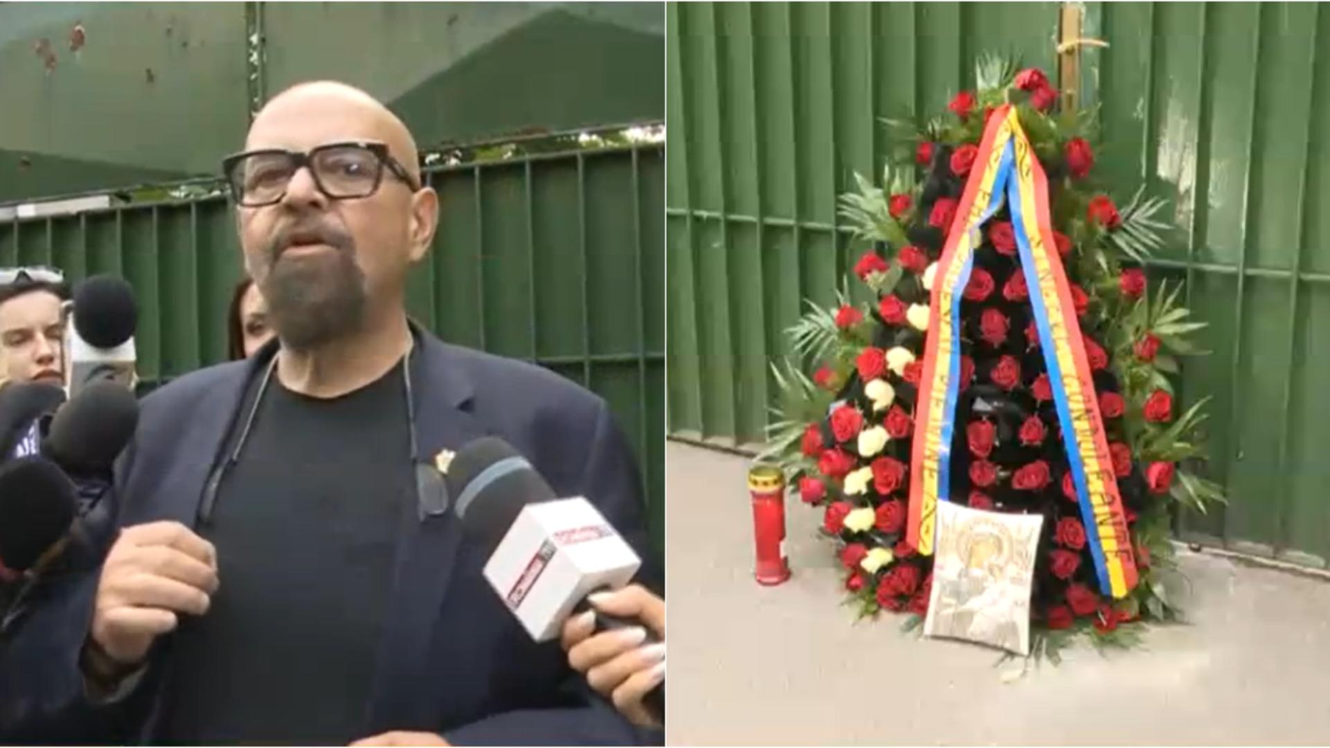 Cristian Popescu Piedone, coroană de flori depusă acasă la Iliescu. FOTO: Captura Realitatea