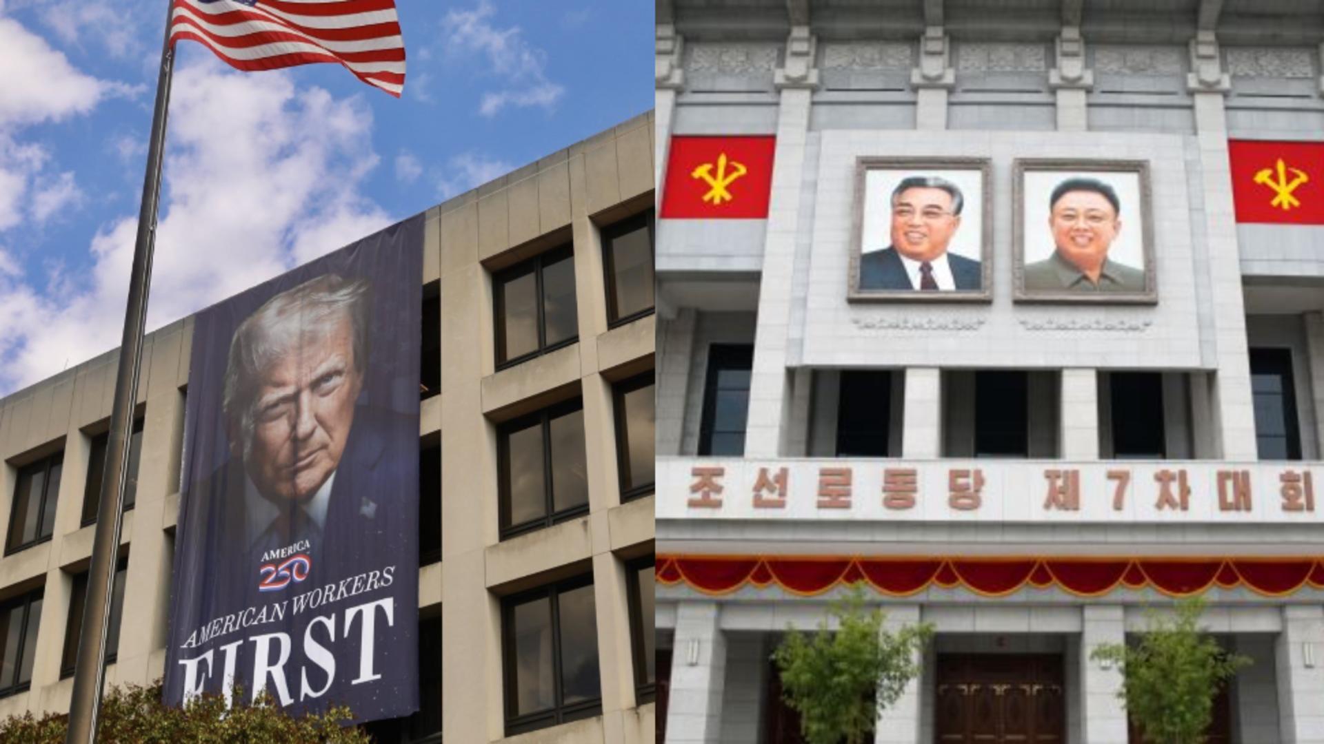 Trump și-a pus un portret imens pe o clădire publică. Foto: Colaj X