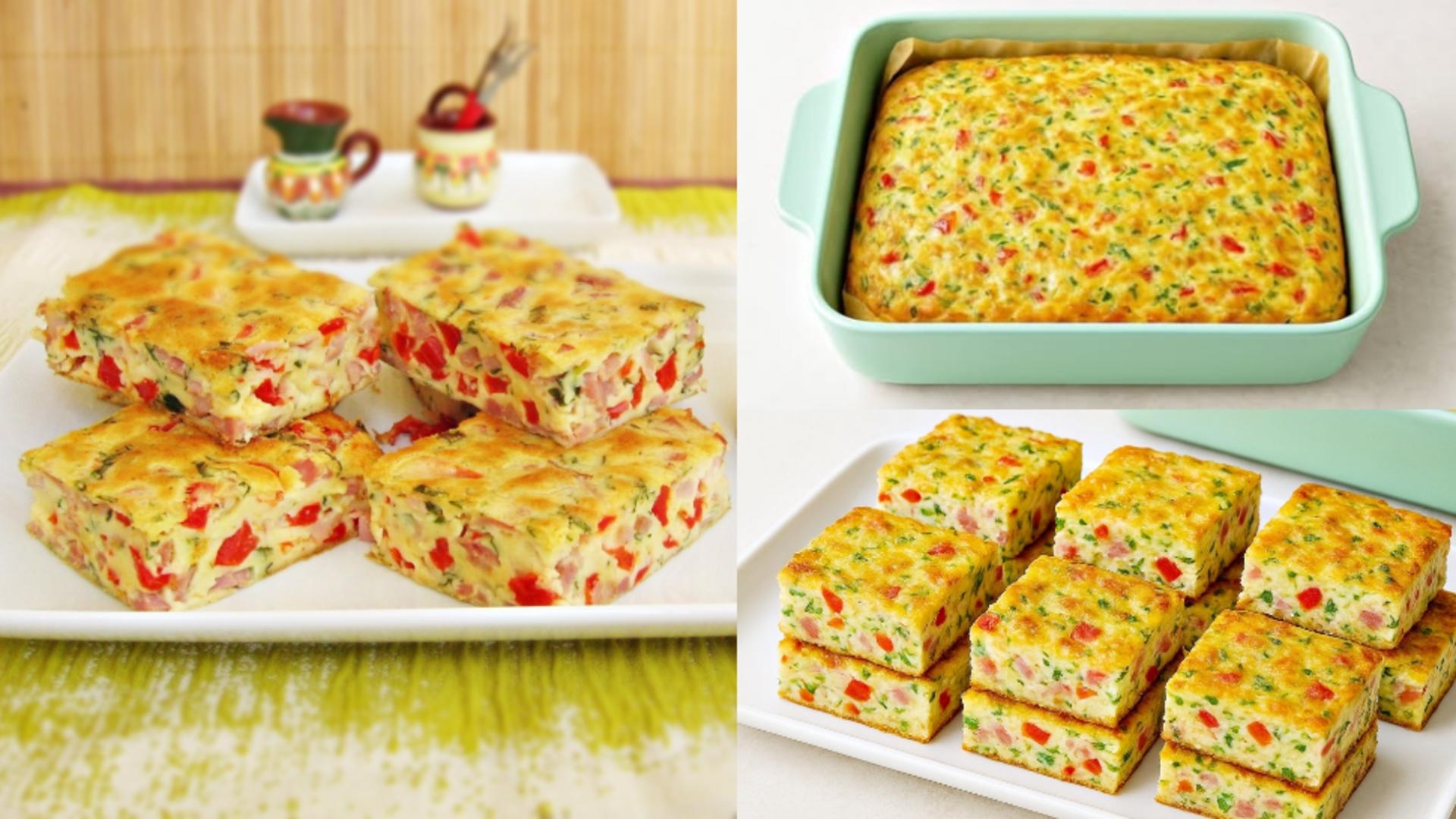 Budincă aperitiv cu șuncă și ardei