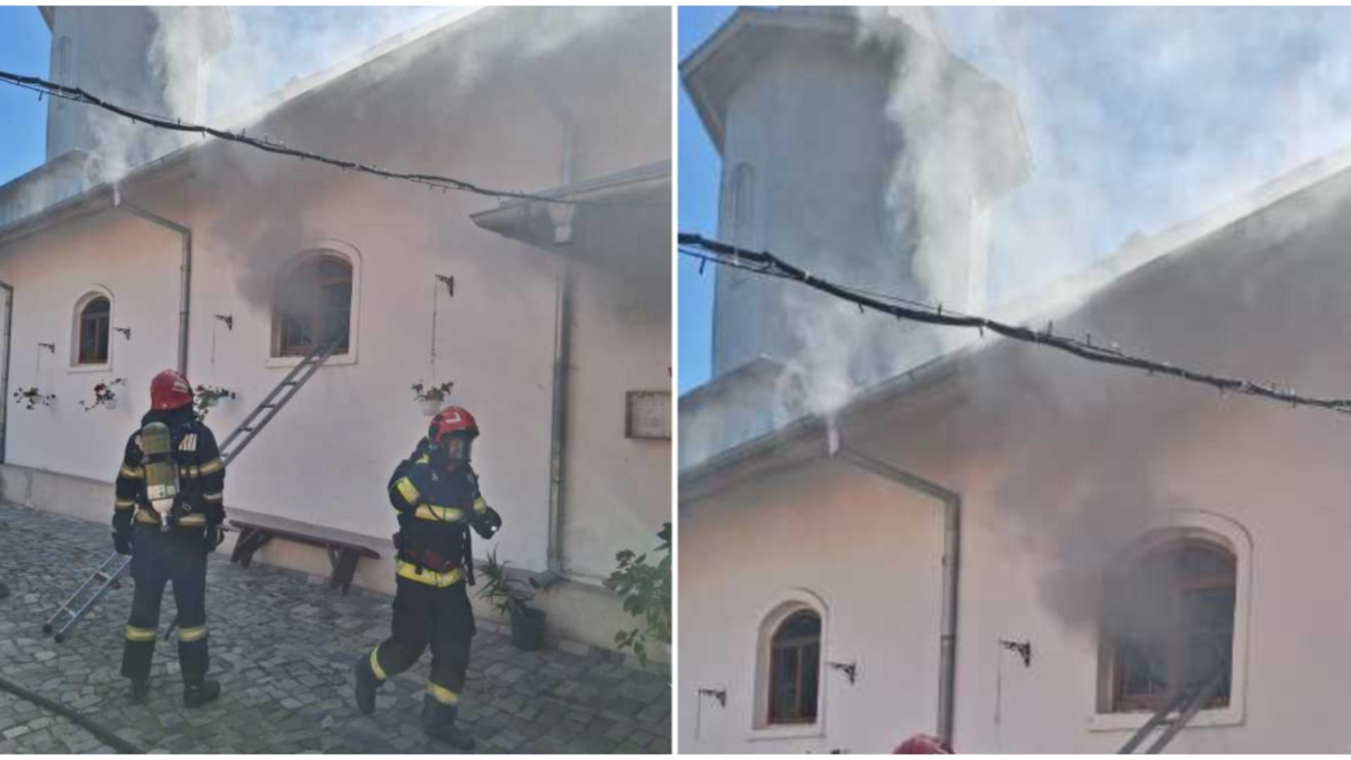 Incendiu de proporții la o biserică din Galați. FOTO: ISU