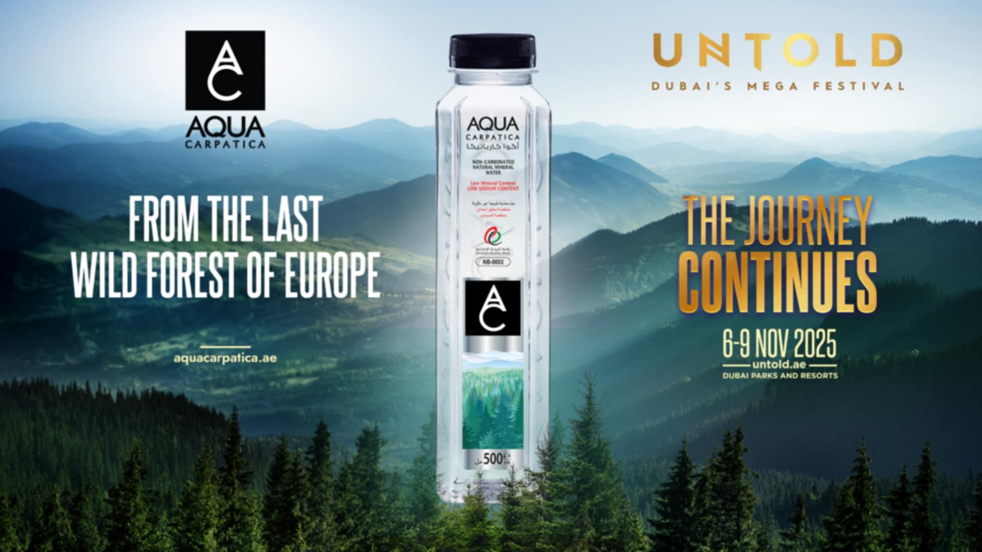 AQUA Carpatica revine la UNTOLD Dubai 2025 ca partener oficial de hidratare, consolidând strategia de expansiune în 25 țări